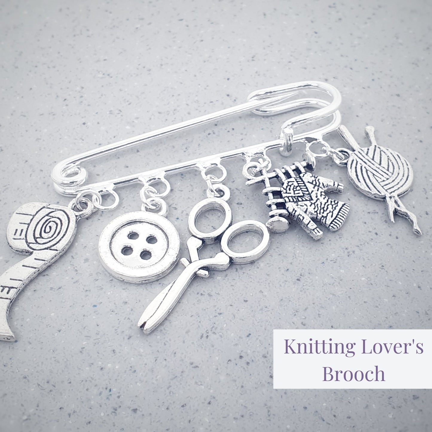 Knitting Brooch - Silver