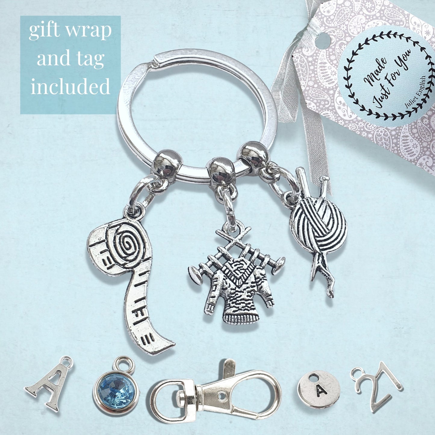 Knitting Lover's Keyring - Silver