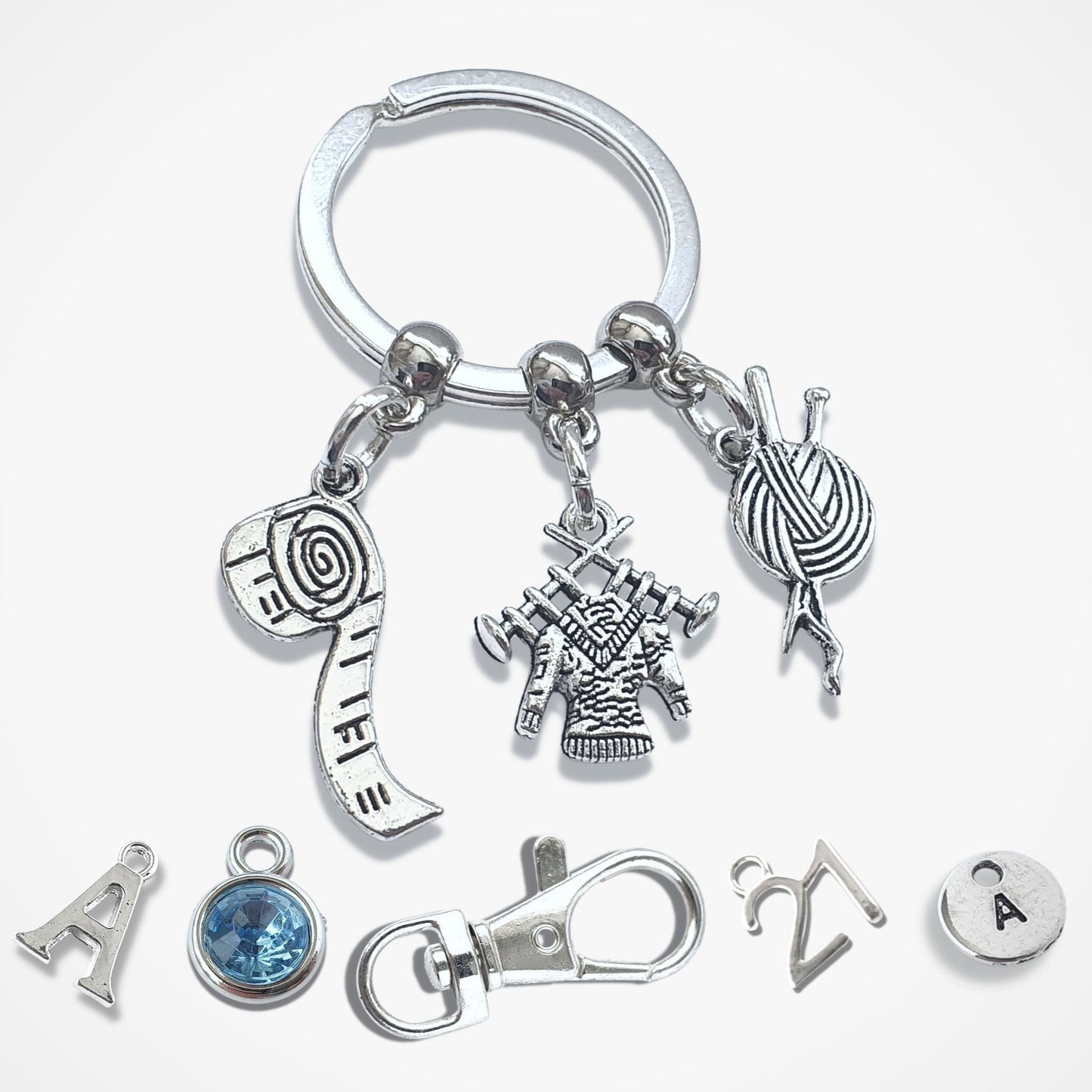 Knitting Lover's Keyring - Silver