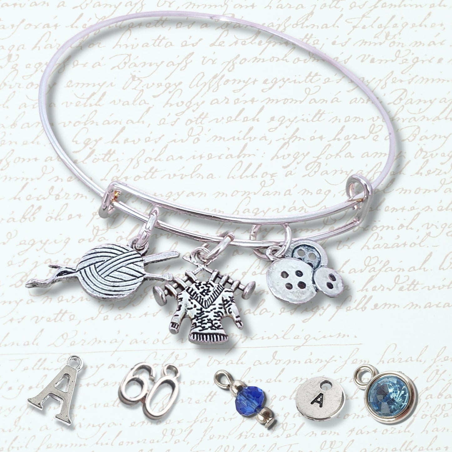 Knitting Lover Bangle - Silver