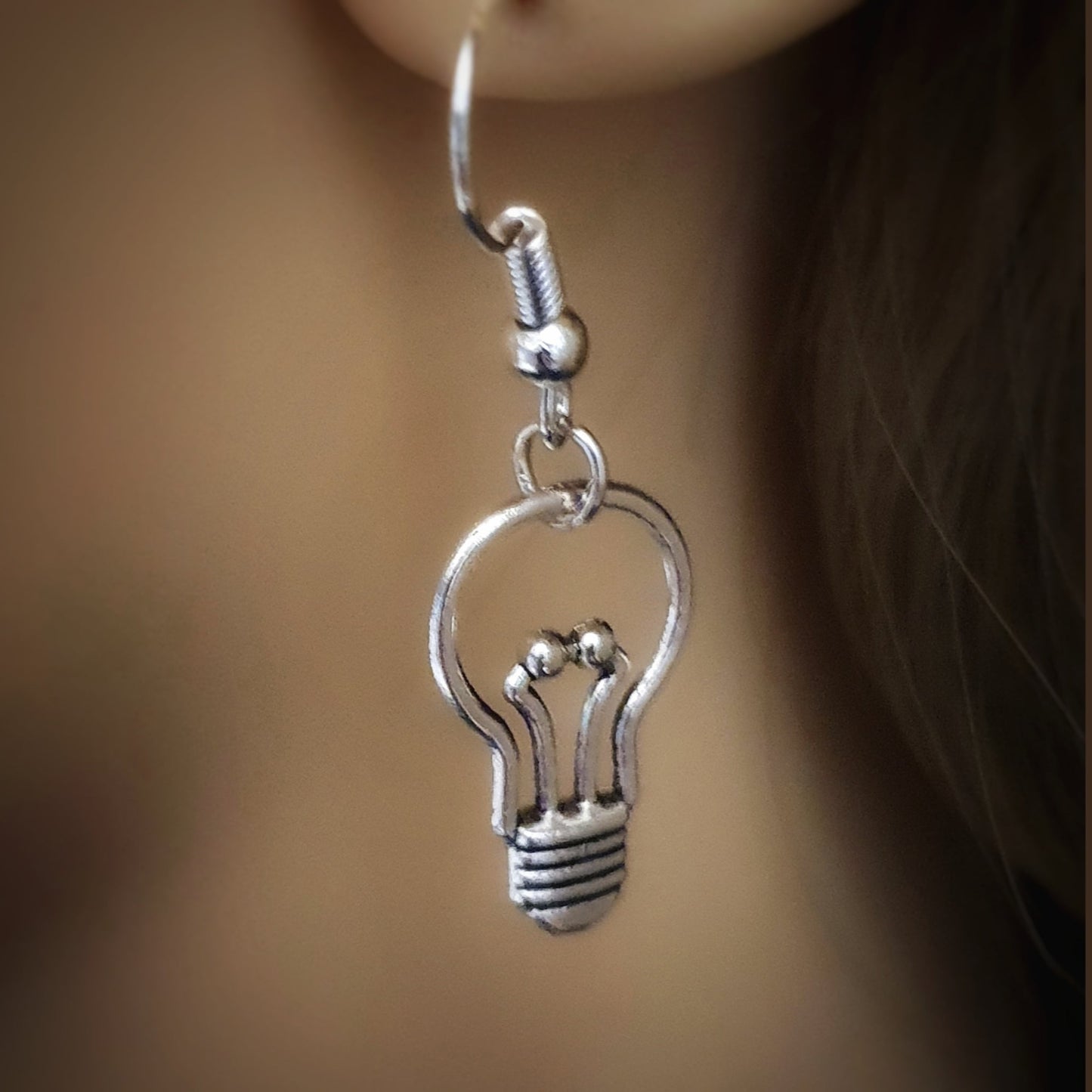Light Bulb Earrings - Silver