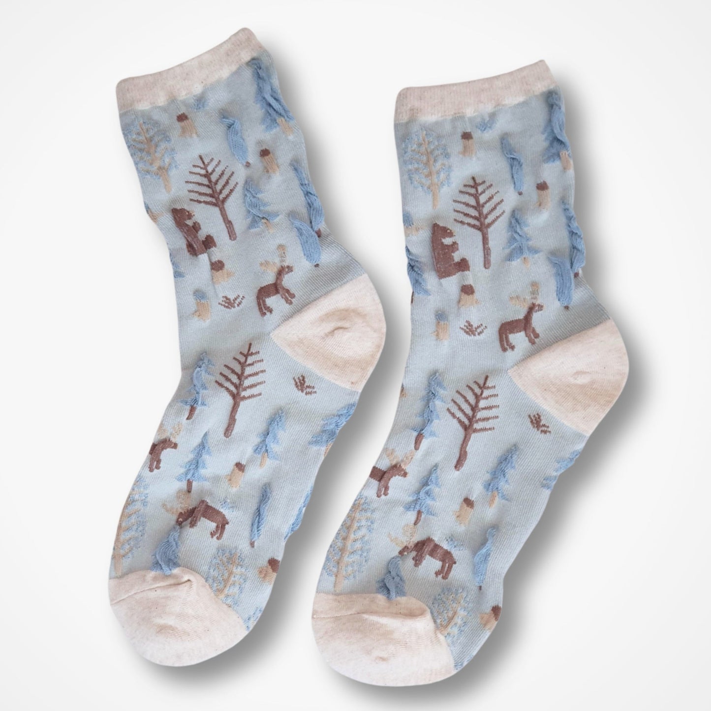 Forest Scene Socks - Blue