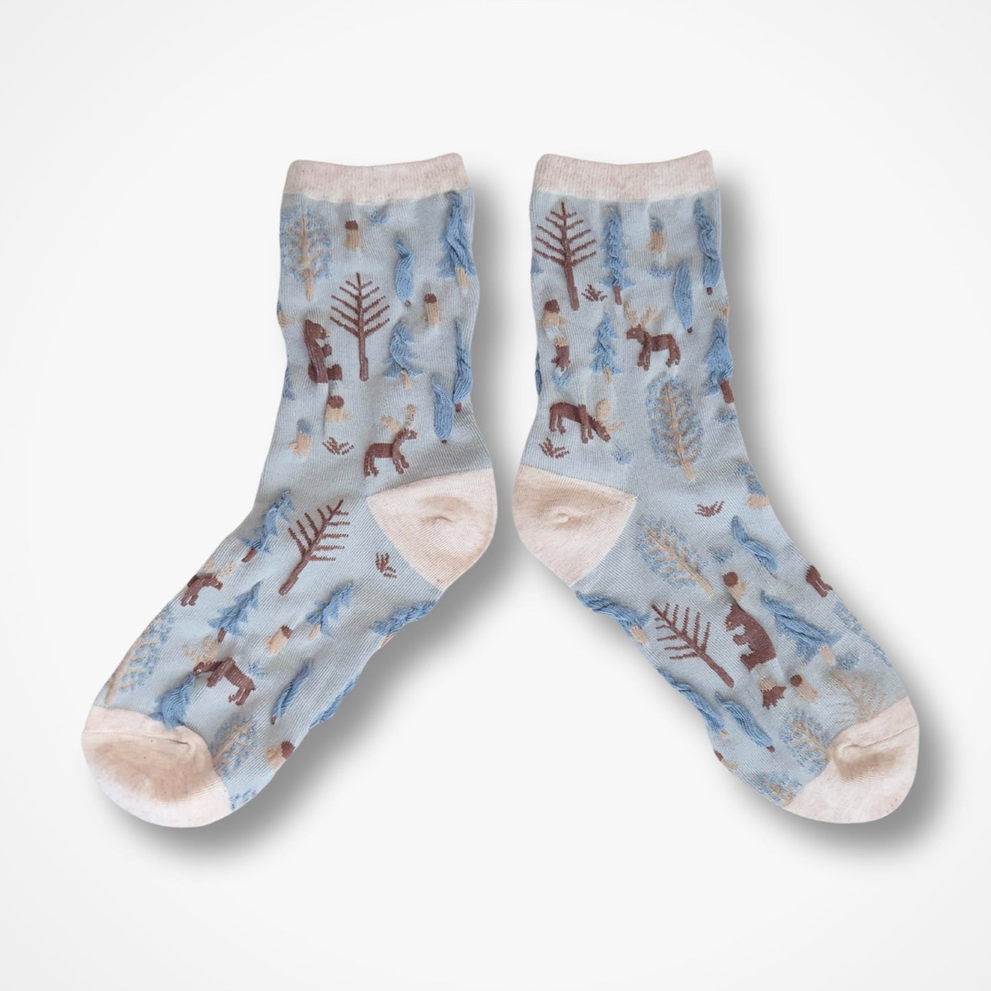 Forest Scene Socks - Blue