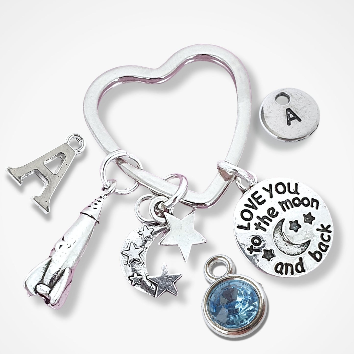 Love You To The Moon Keyring - Silver
