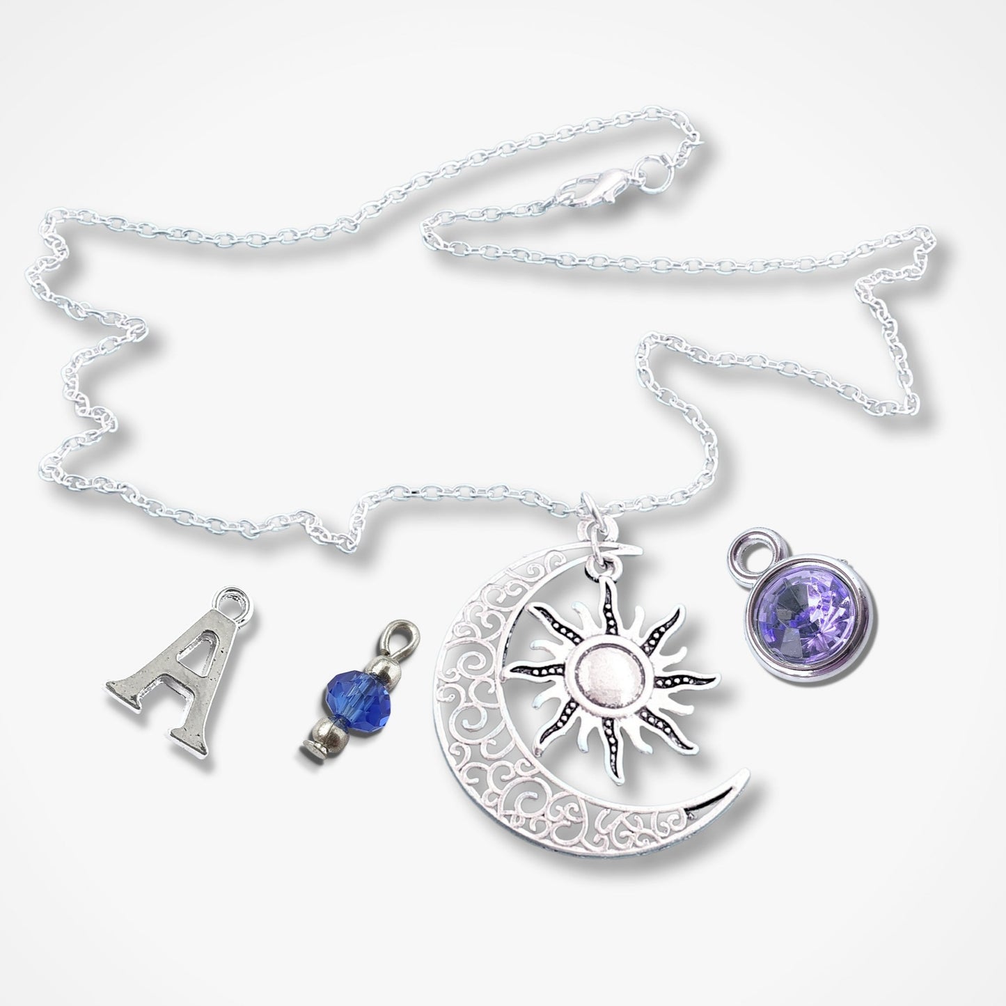 Celestial Moon Sun Necklace - Silver