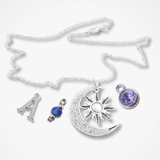 Celestial Moon Sun Necklace - Silver
