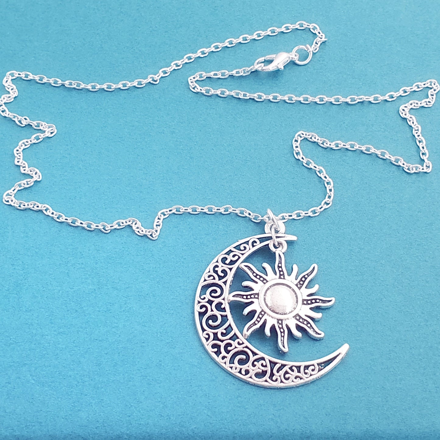 Celestial Moon Sun Necklace - Silver