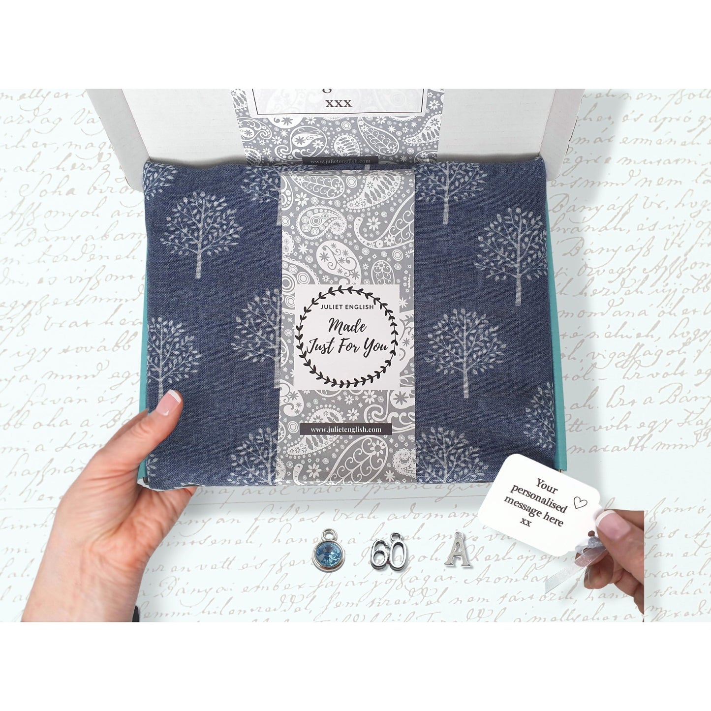 Lightweight Tree Print Scarf - Denim Blue