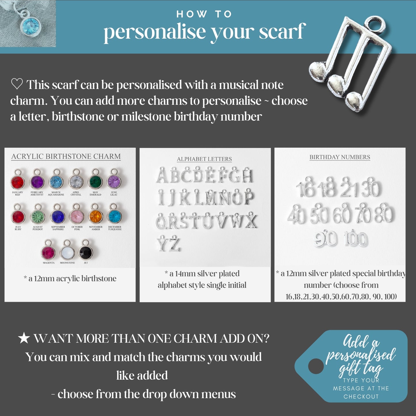 Musical Notes Scarf - White