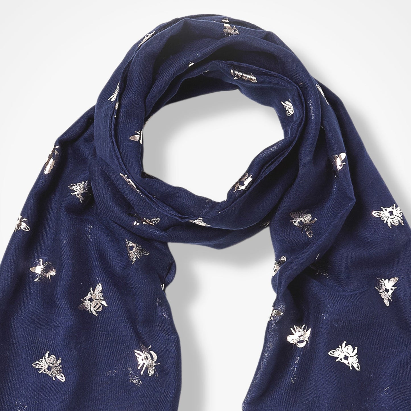 Foil Bee Scarf - Navy & Rose Gold
