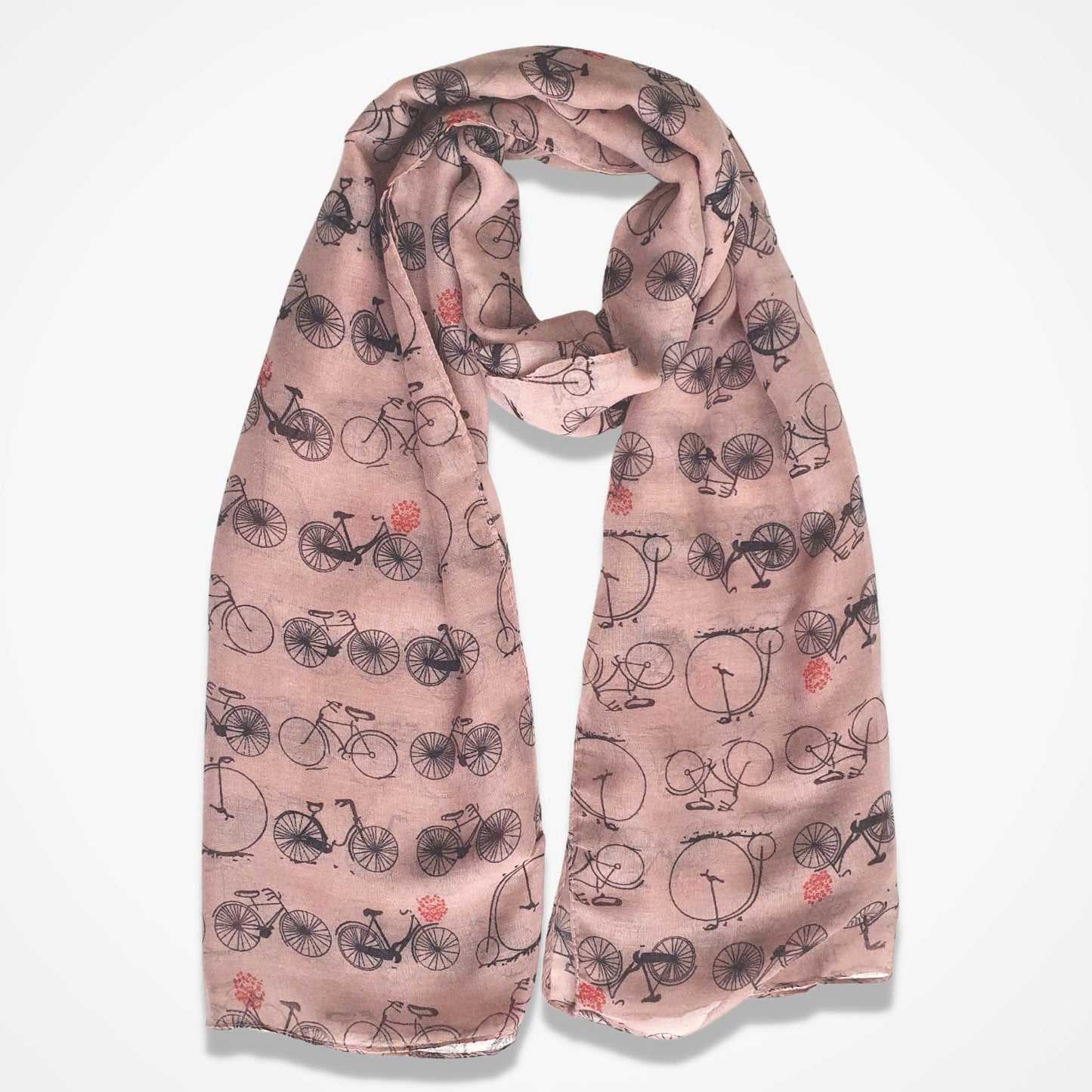 Vintage Bicycle Print Scarf - Pink