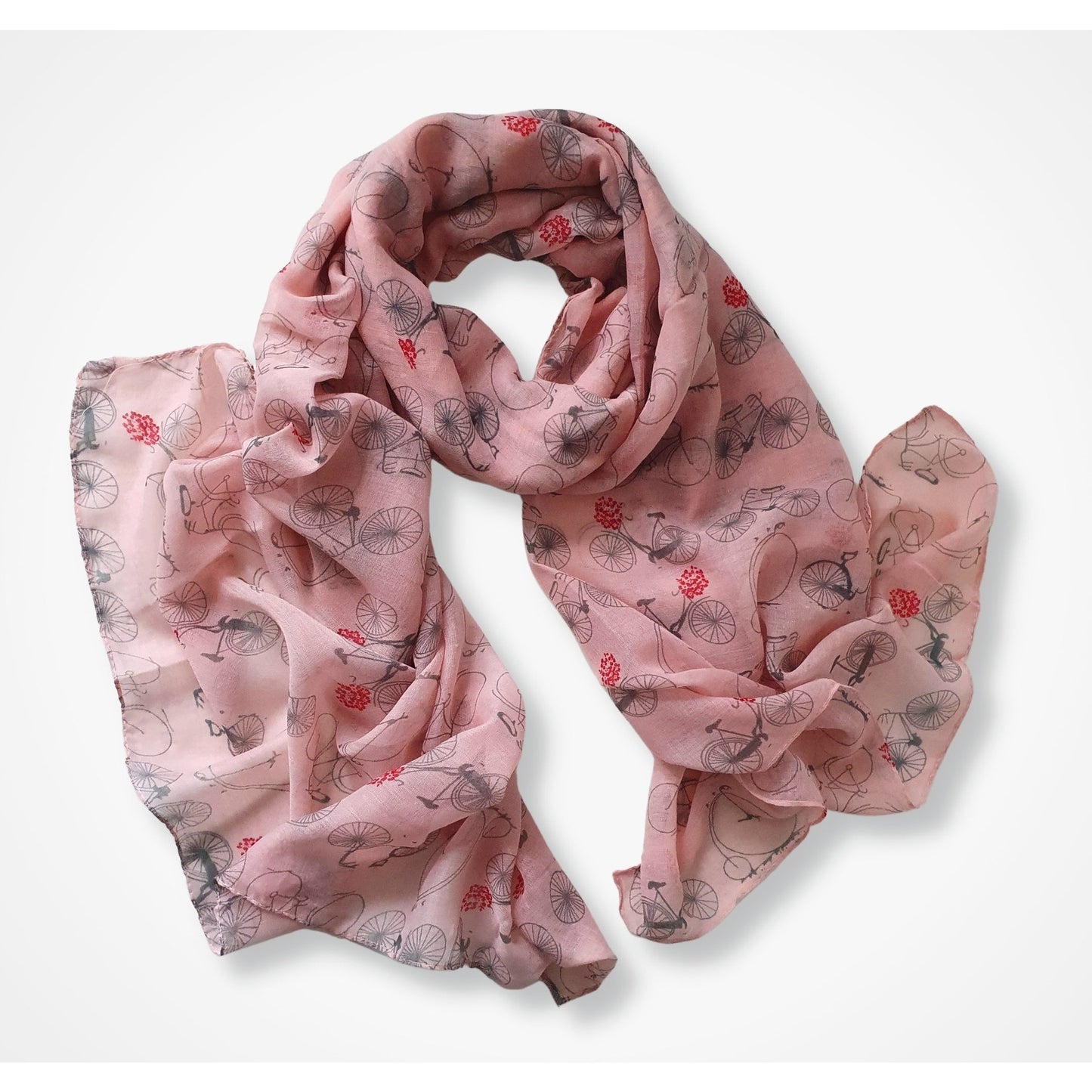 Vintage Bicycle Print Scarf - Pink