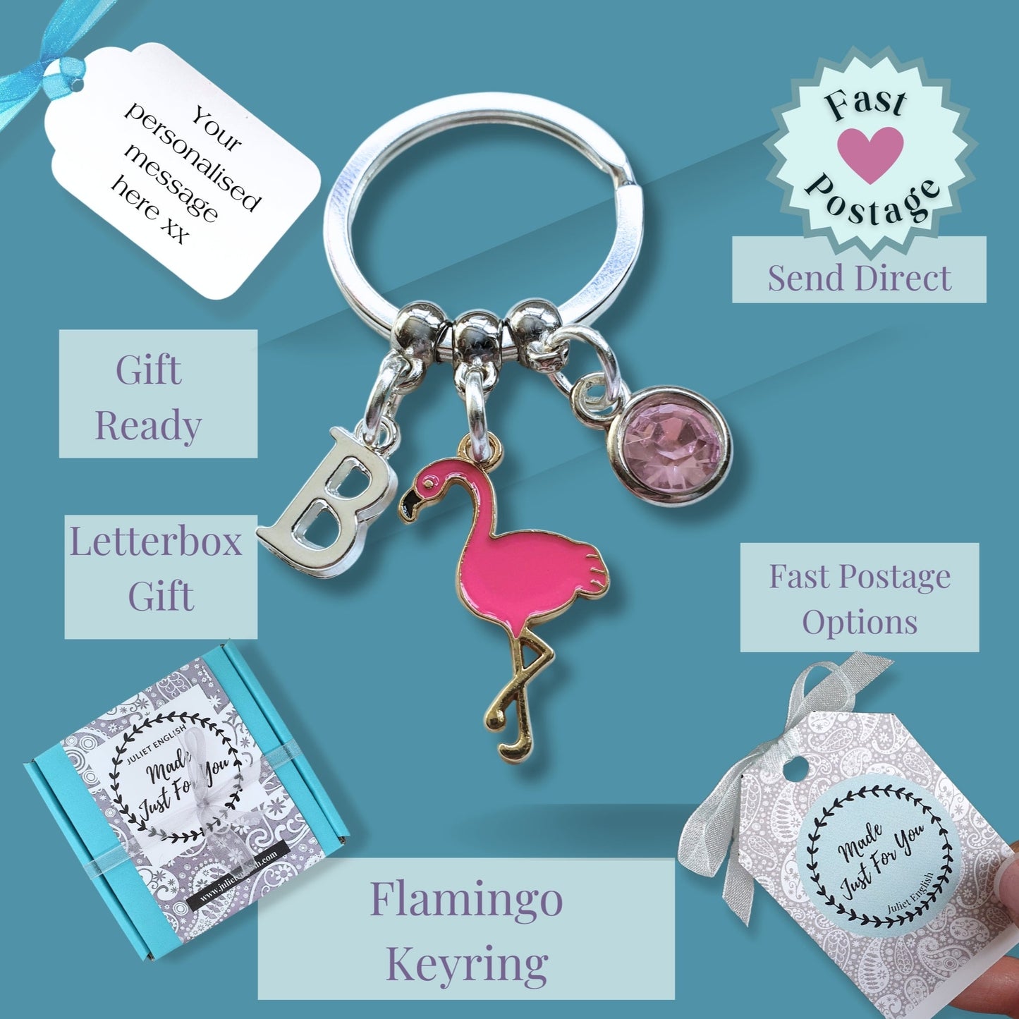 Flamingo Lover Keyring - Silver and Enamel