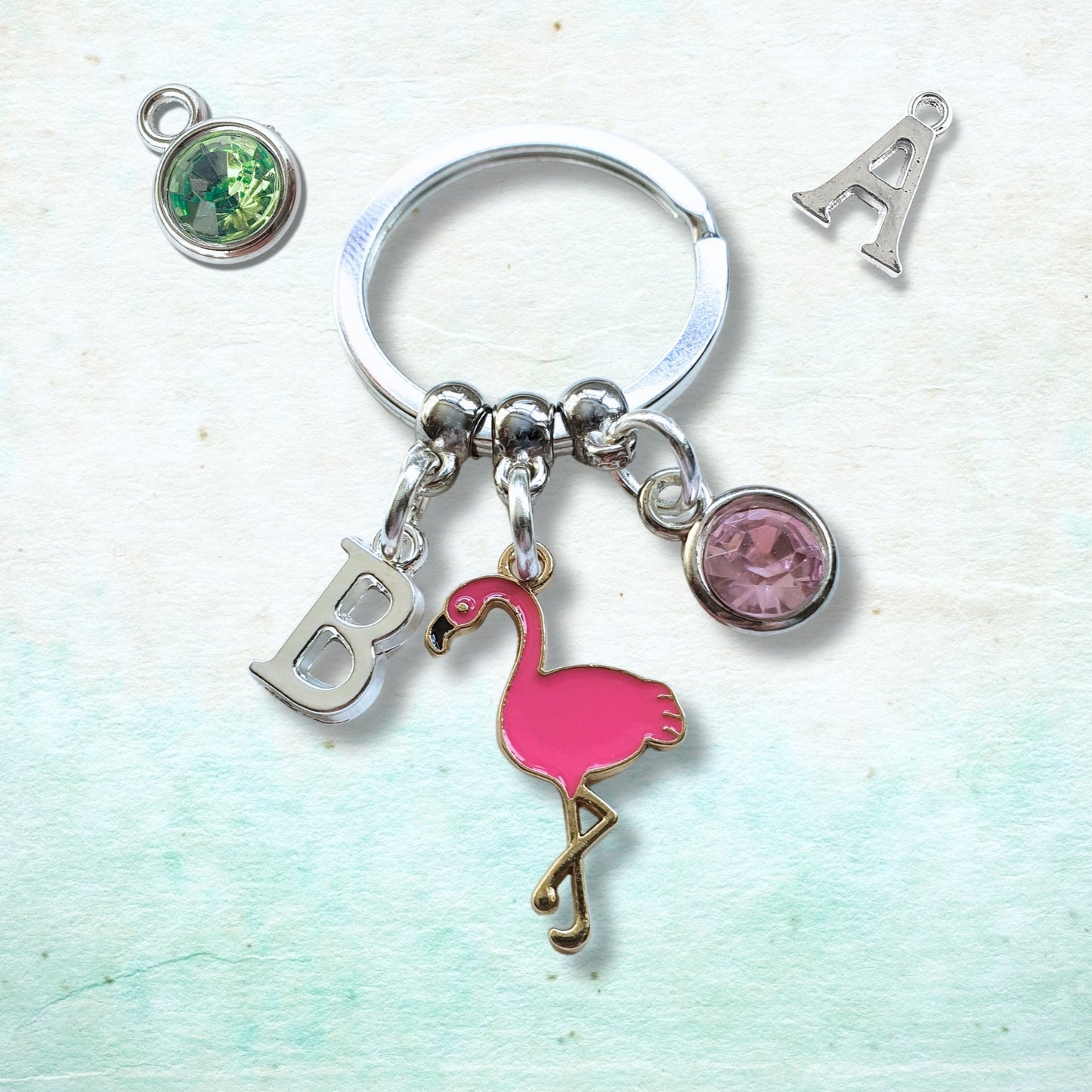Flamingo Lover Keyring - Silver and Enamel