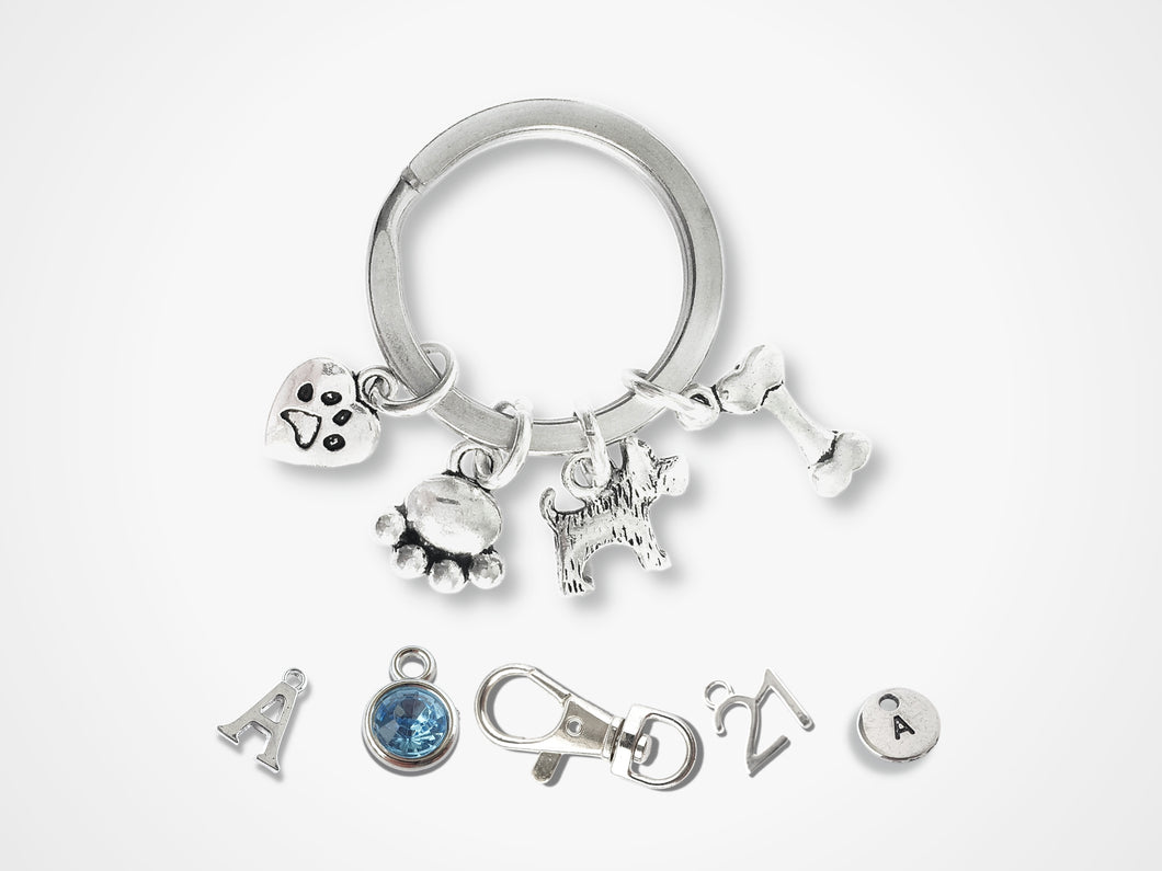 Cute Westie Dog keyring - Silver