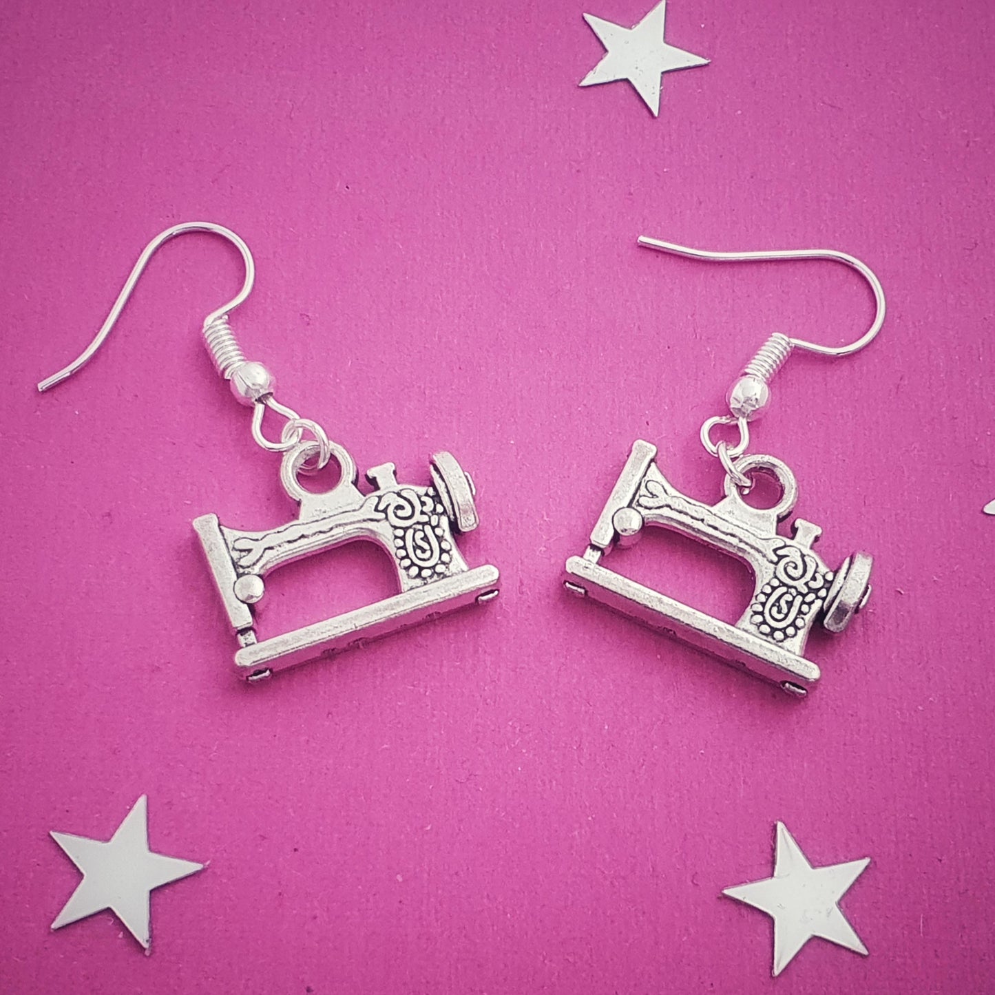 Sewing Machine Earrings - Silver