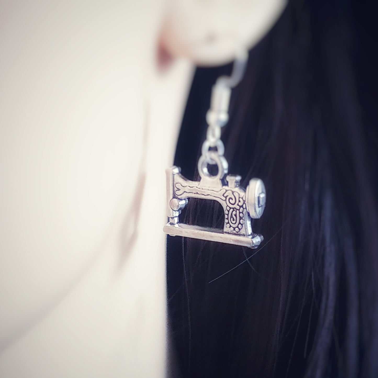 Sewing Machine Earrings - Silver