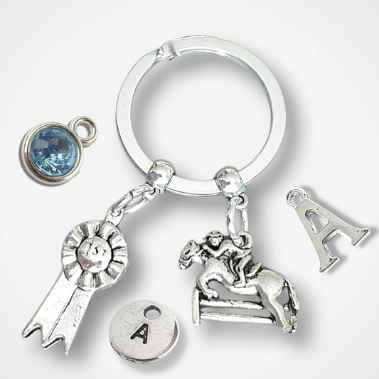 Horse Rider Keyring - Silver