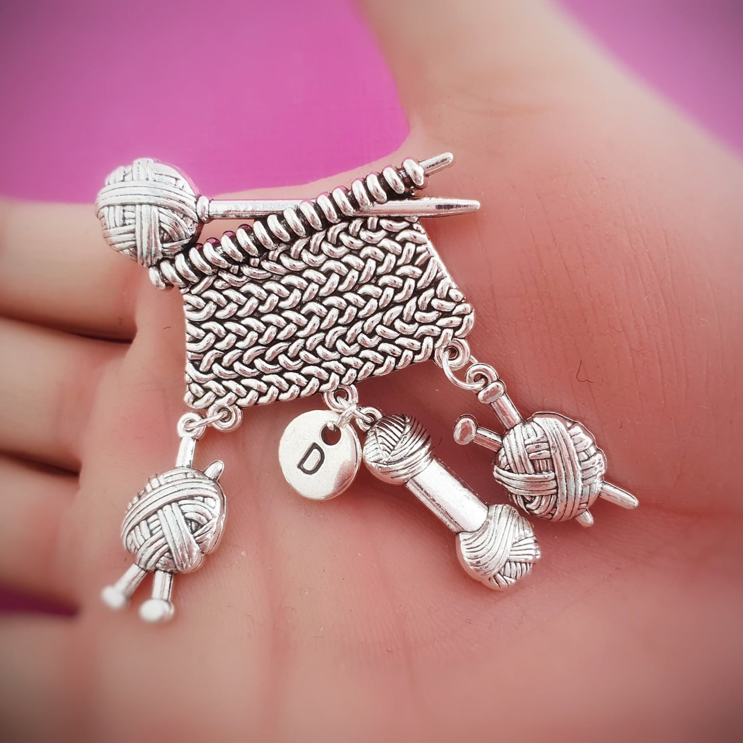Knitting Lover's Brooch - Silver