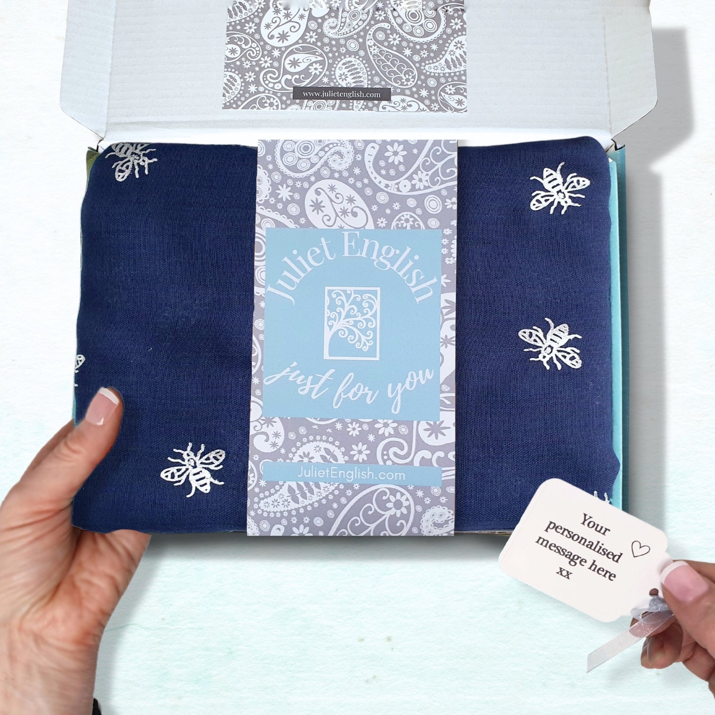 Foil Bee Scarf - Navy & Silver