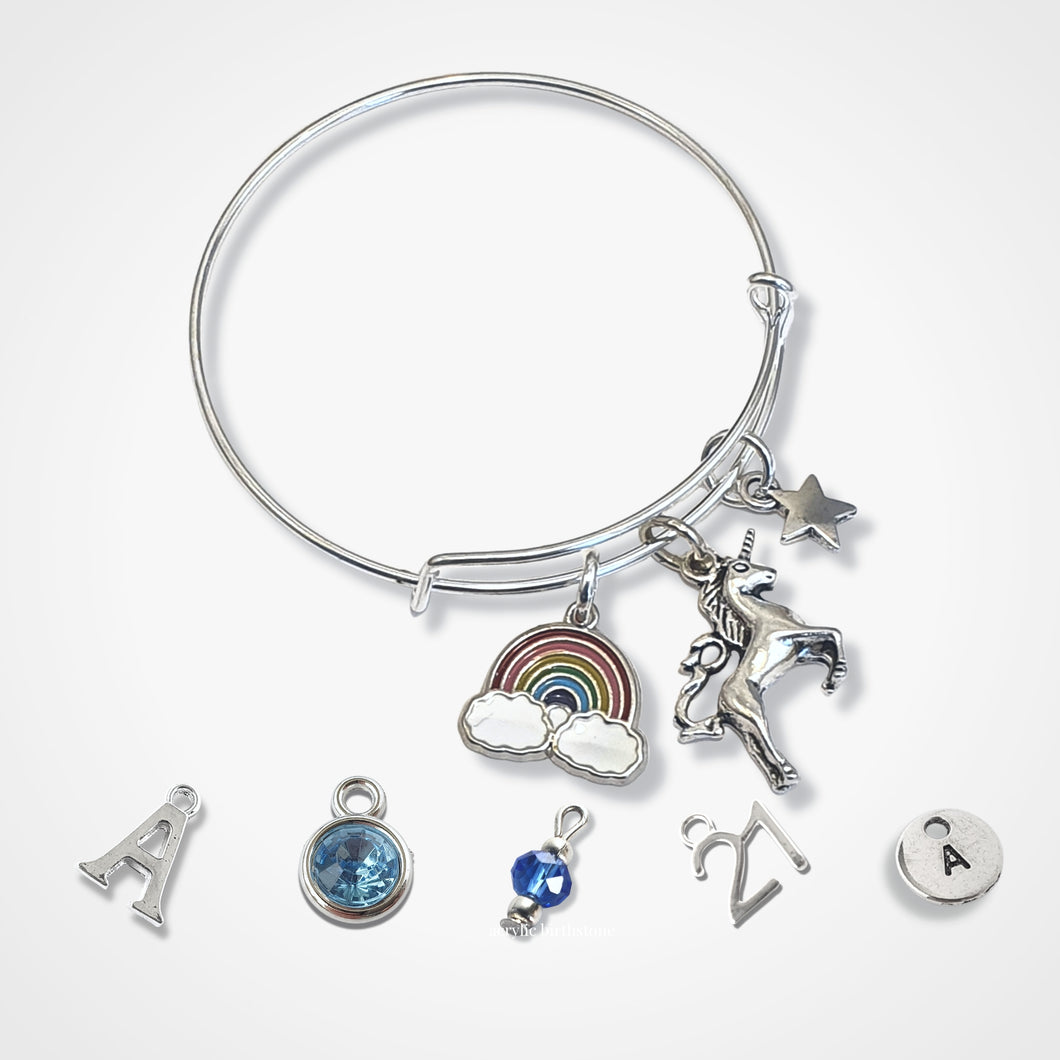 Rainbow & Unicorn Bracelet - Silver