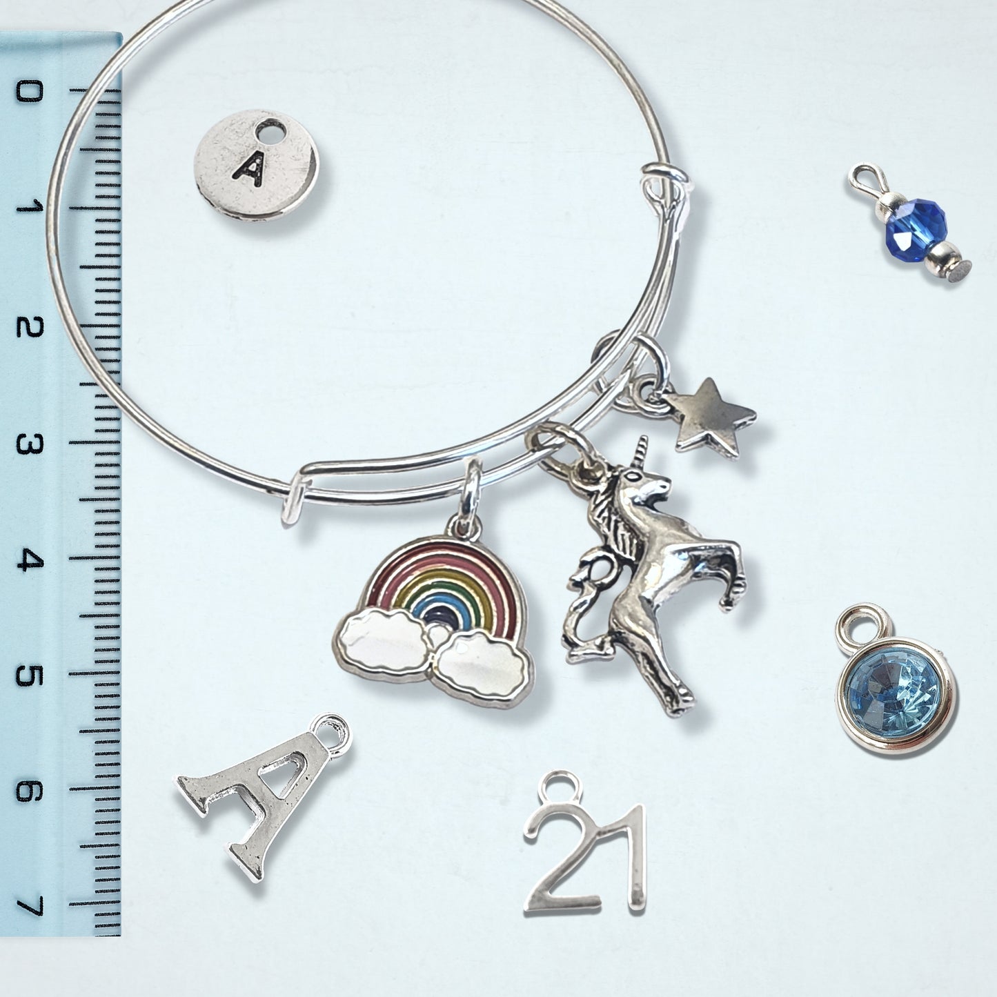 Rainbow & Unicorn Bracelet - Silver