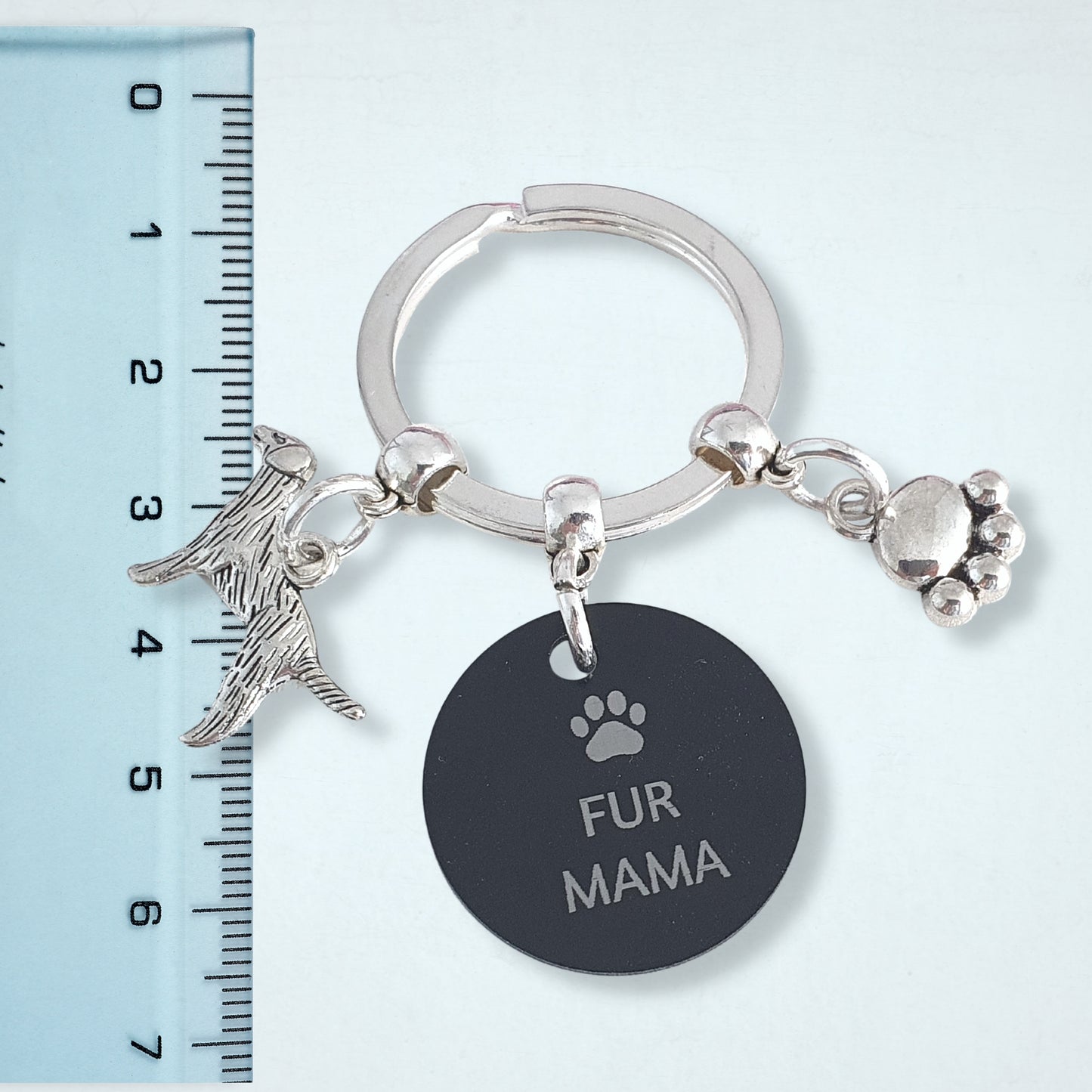 'Fur Mama' Retriever Keyring - Silver