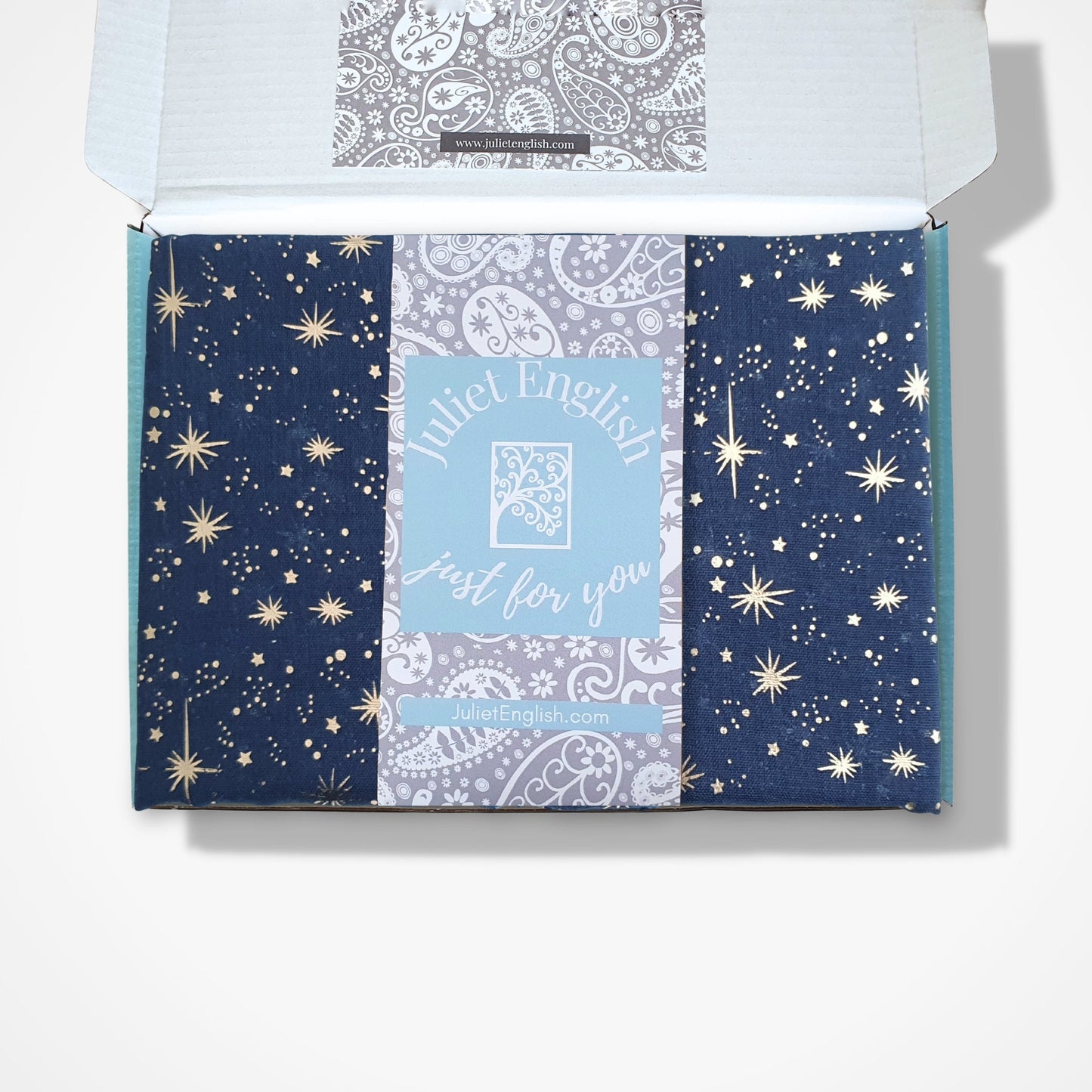 Packaged product with star and patterned design on a white background