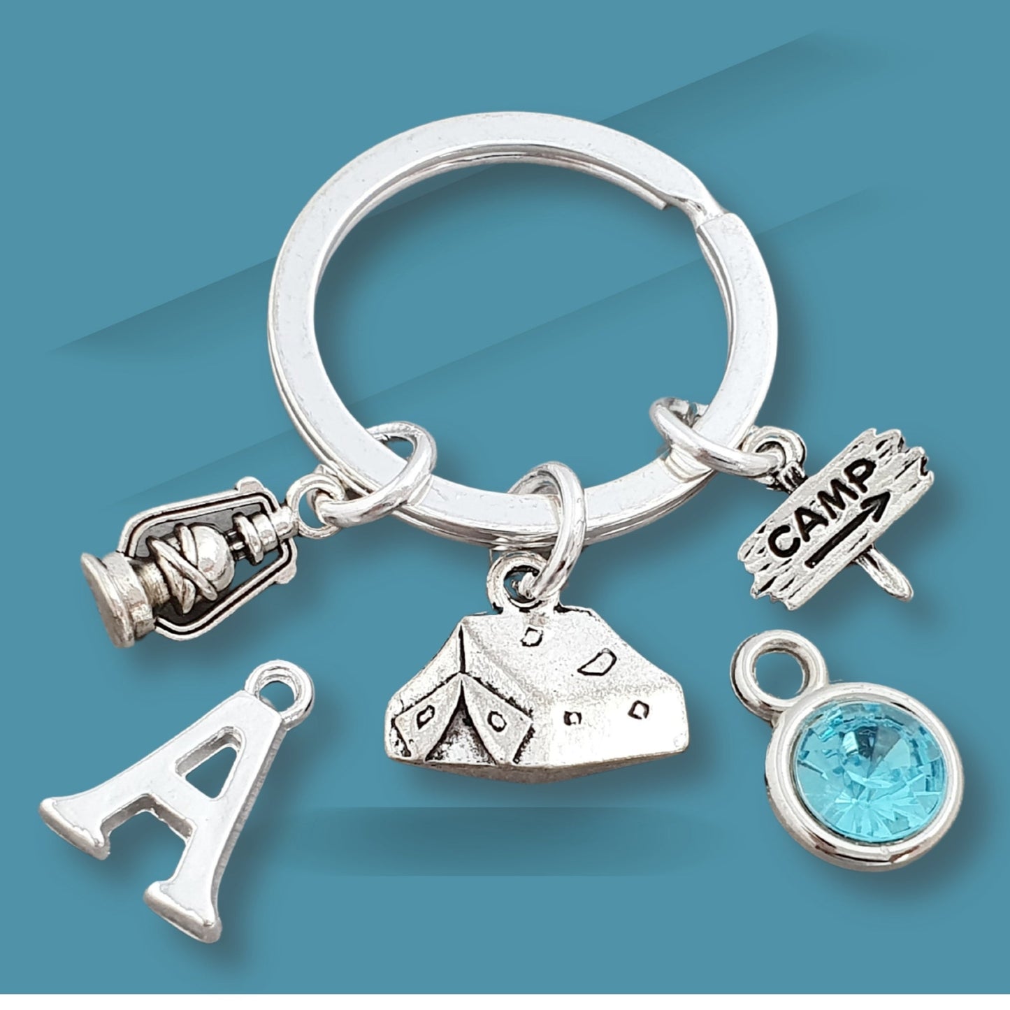 Camping Keyring - Silver