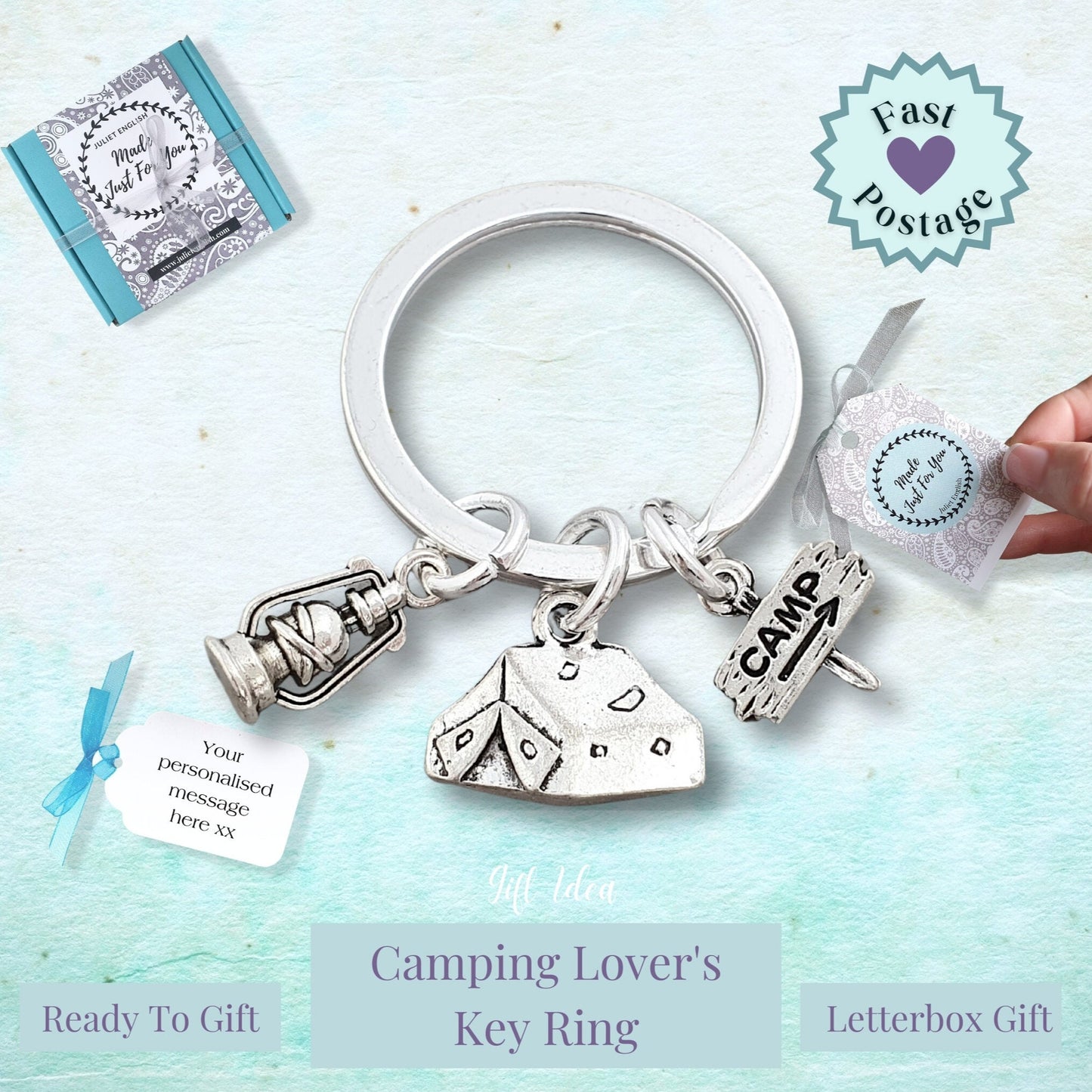 Camping Keyring - Silver