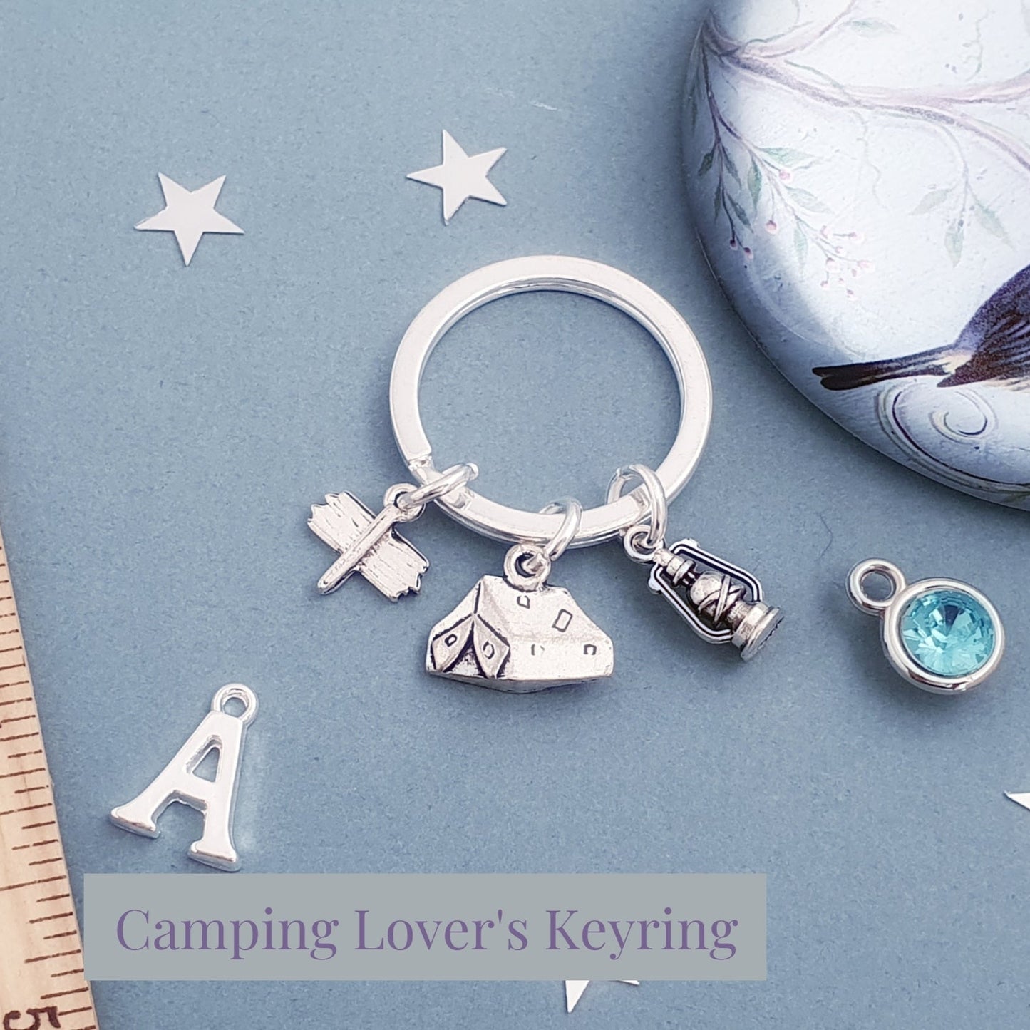 Camping Keyring - Silver