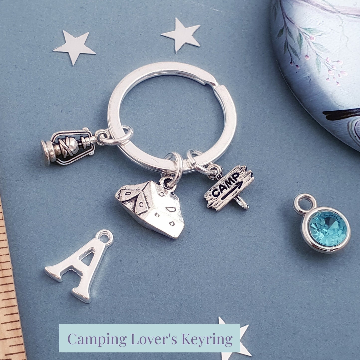 Camping Keyring - Silver