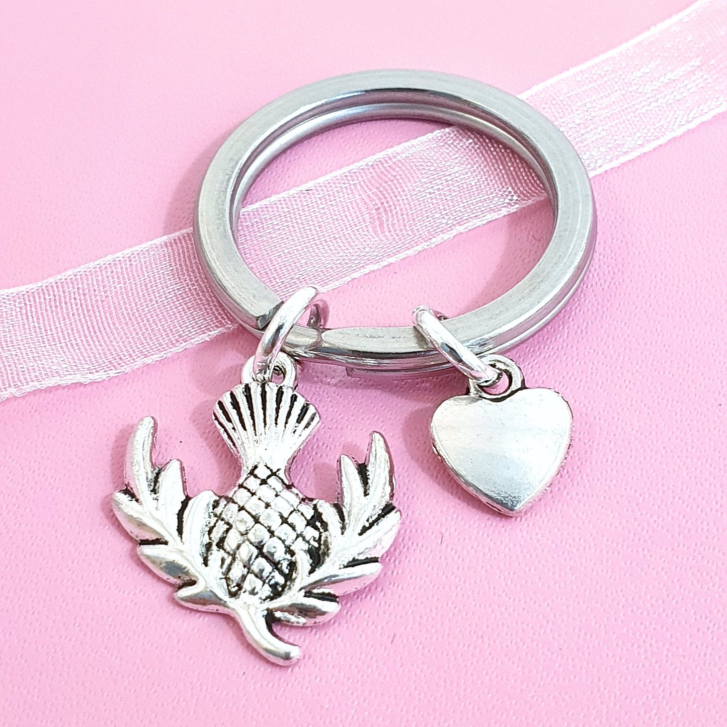 Scottish Thistle Keyring - Silver