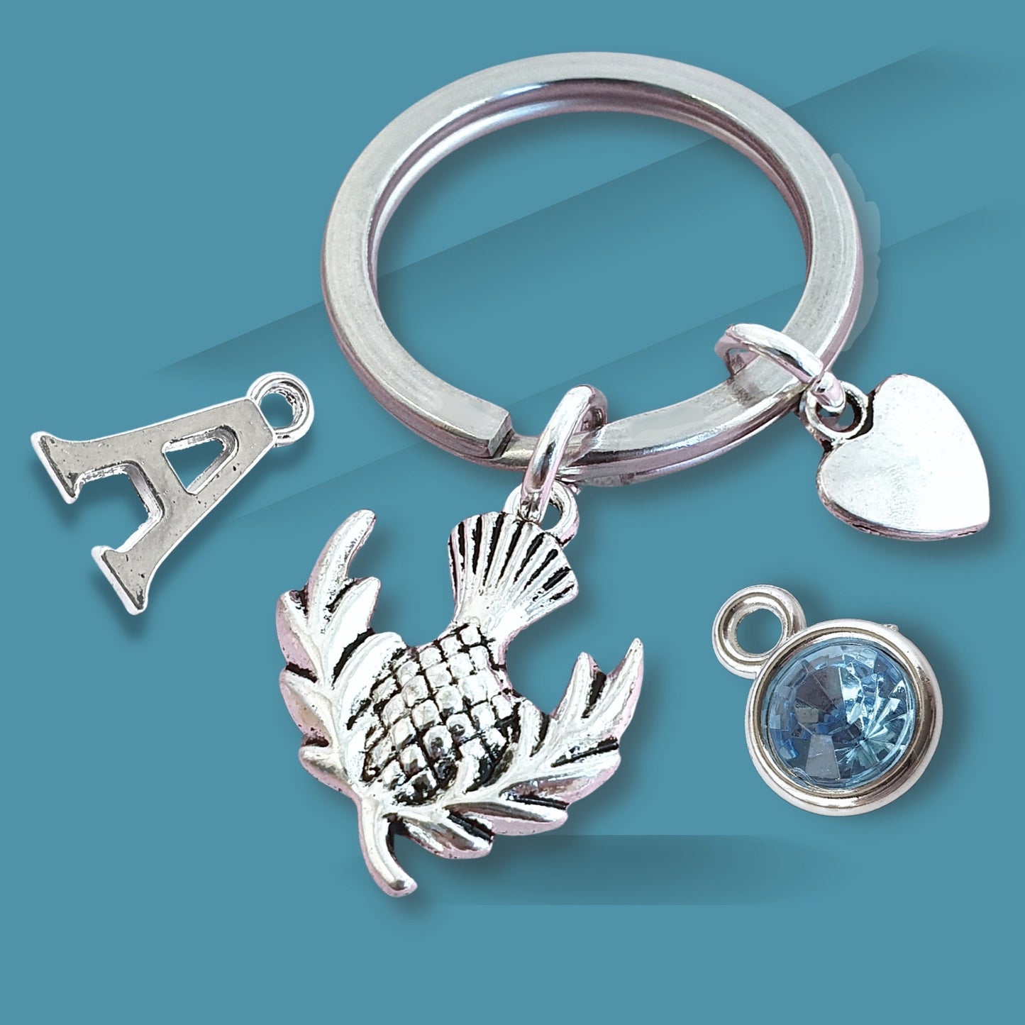 Scottish Thistle Keyring - Silver