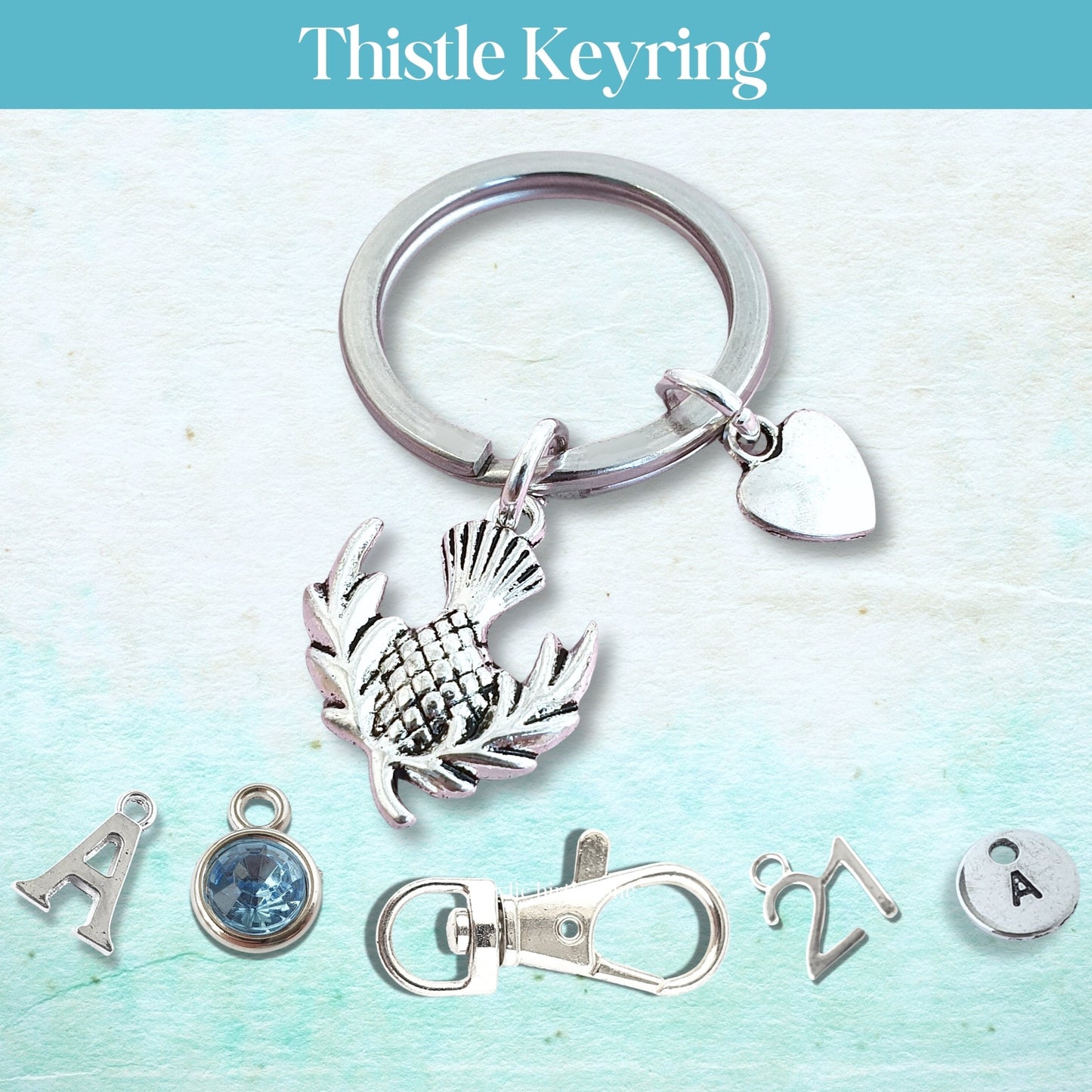 Scottish Thistle Keyring - Silver
