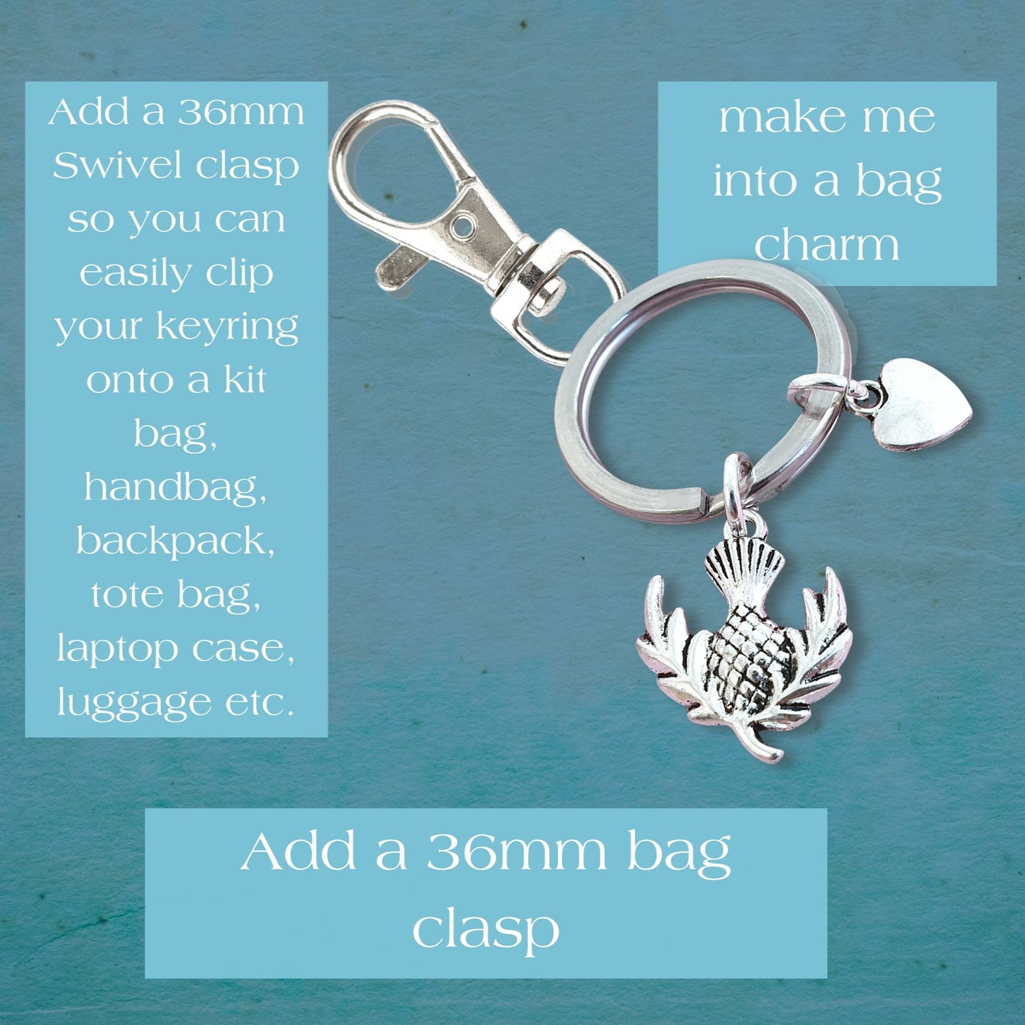 Scottish Thistle Keyring - Silver
