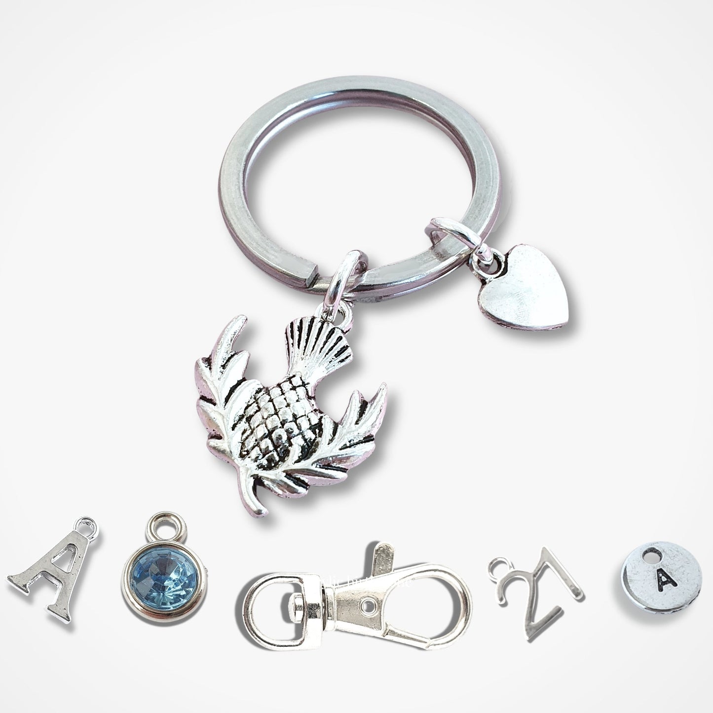 Scottish Thistle Keyring - Silver