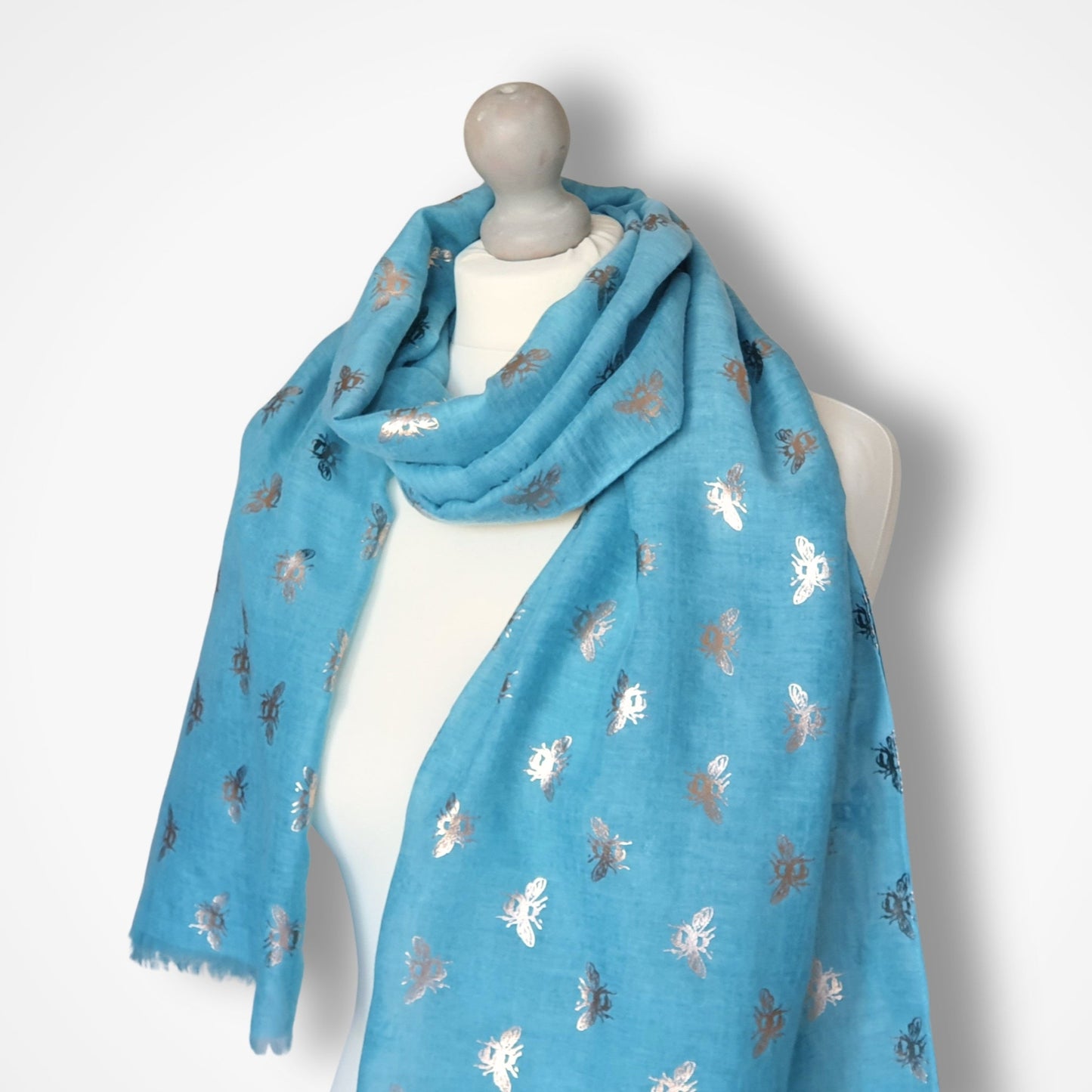Bee Scarf - Turquoise and Rose Gold Foil
