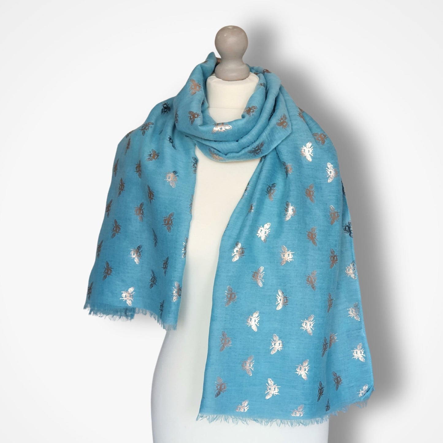 Bee Scarf - Turquoise and Rose Gold Foil