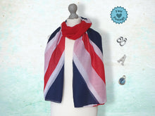 Load image into Gallery viewer, Union Jack Flag Scarf - Red, White &amp; Blue
