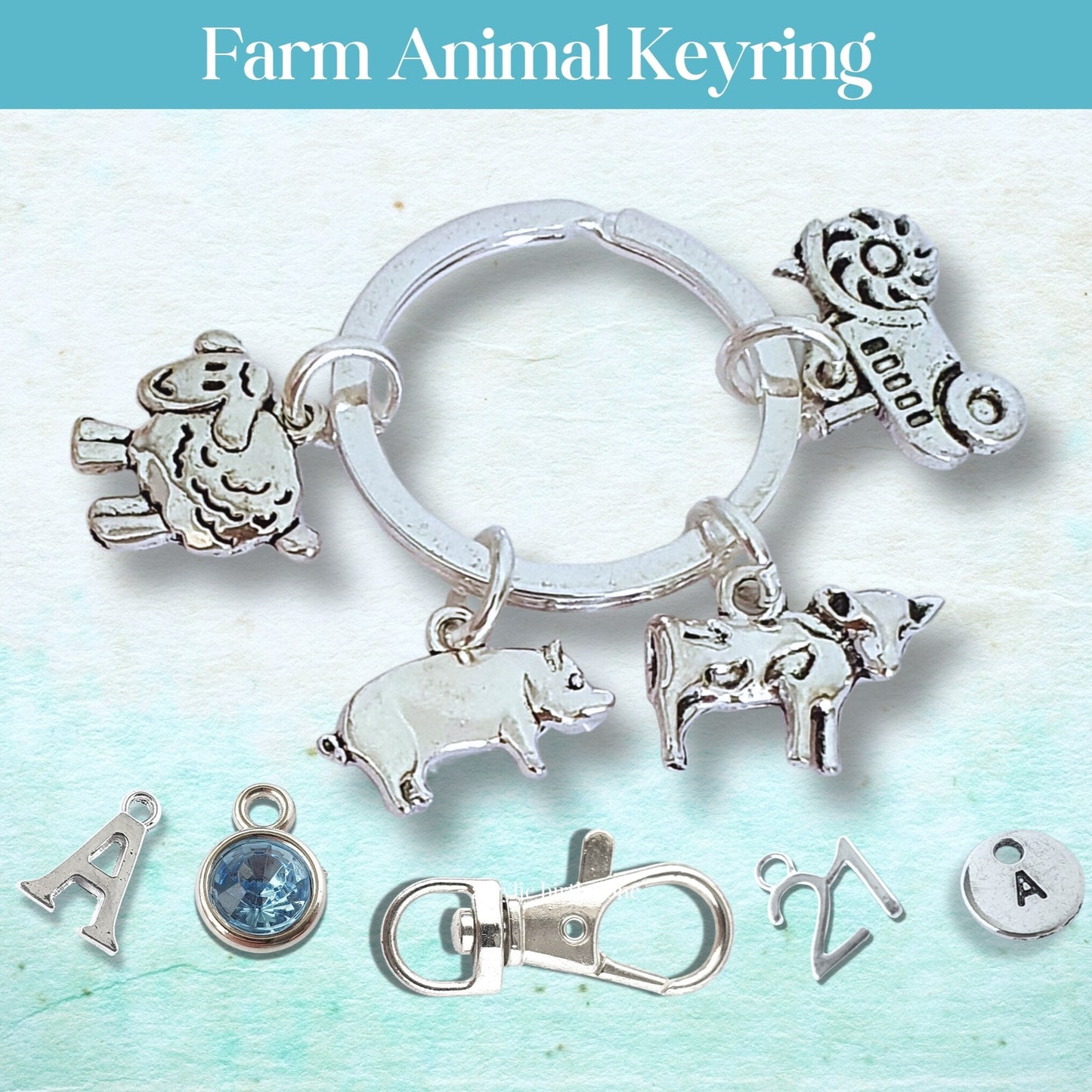 Farm Animal keyring - Silver