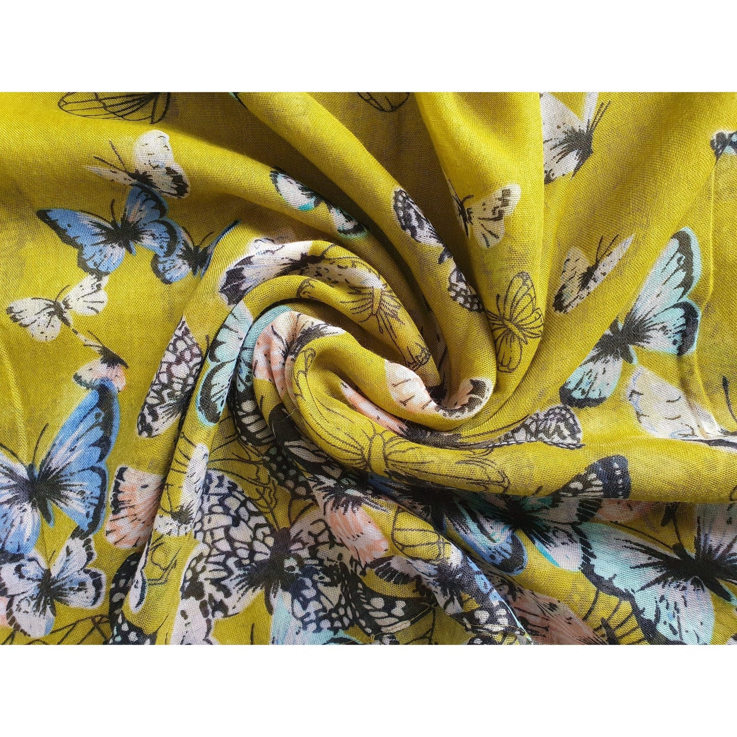 Vintage Butterfly Scarf - Yellow-Green
