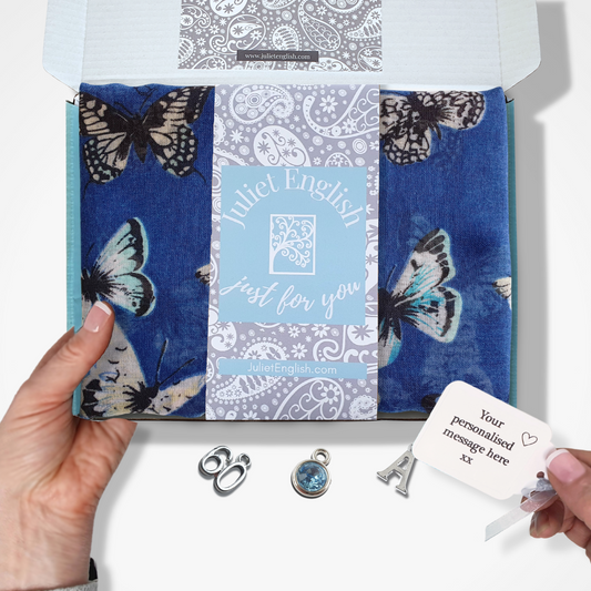Vintage Butterfly Scarf - Blue