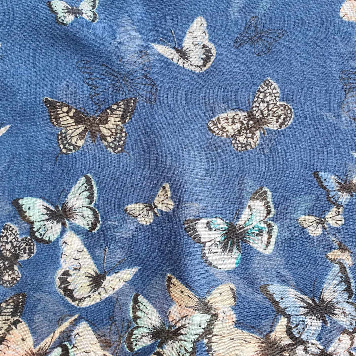 Vintage Butterfly Scarf - Blue