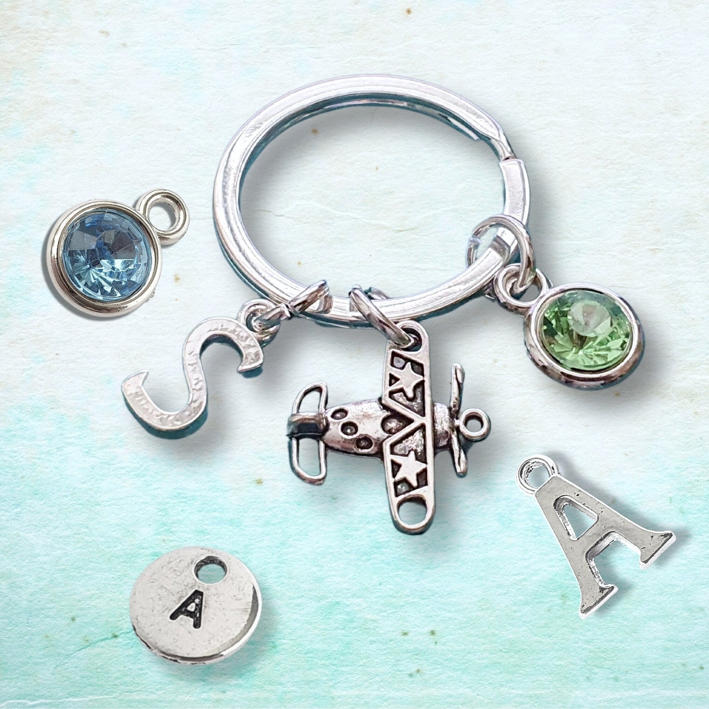 Aeroplane Keyring - Silver