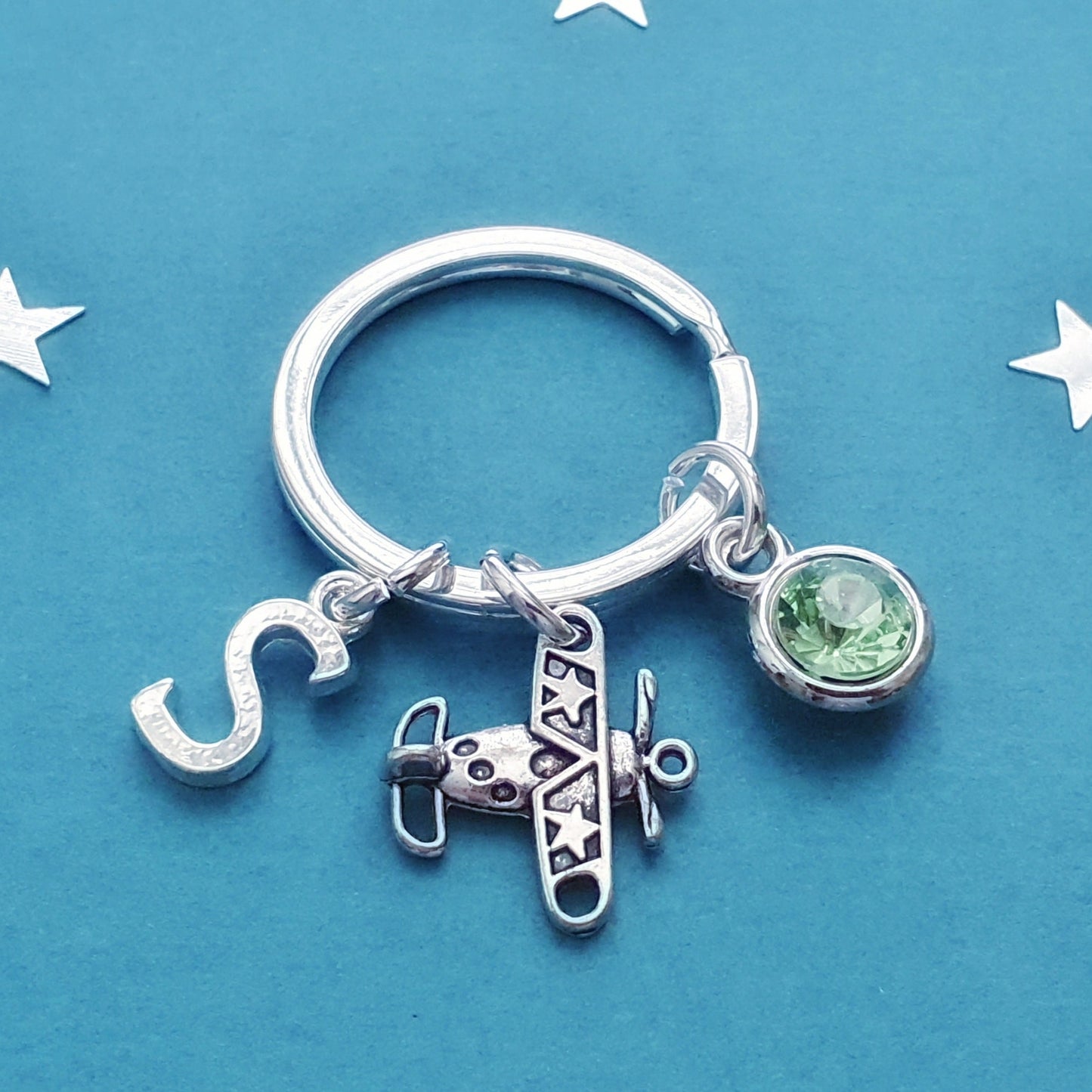 Aeroplane Keyring - Silver