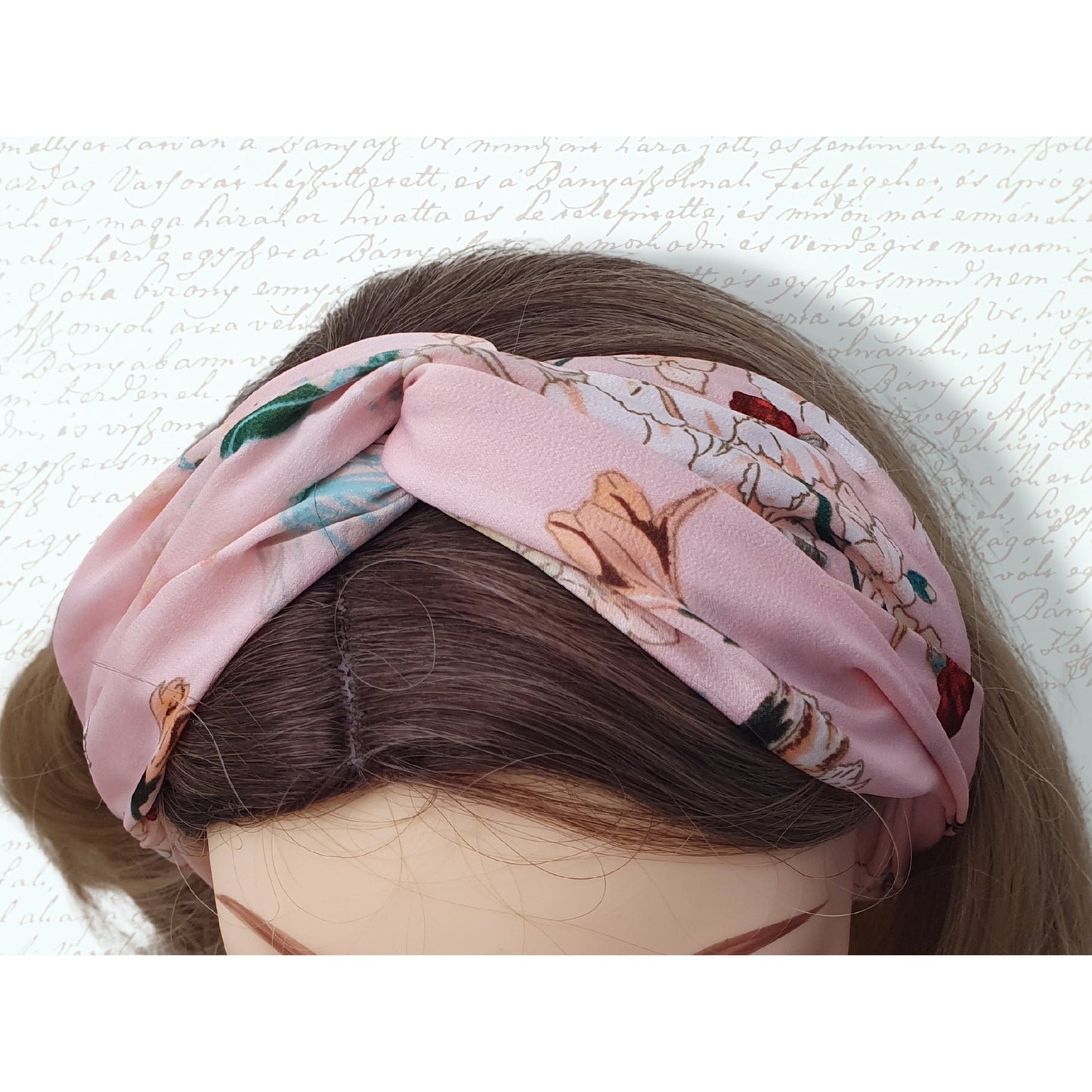 Vintage Style Floral Twist Knot Hairband - Pink