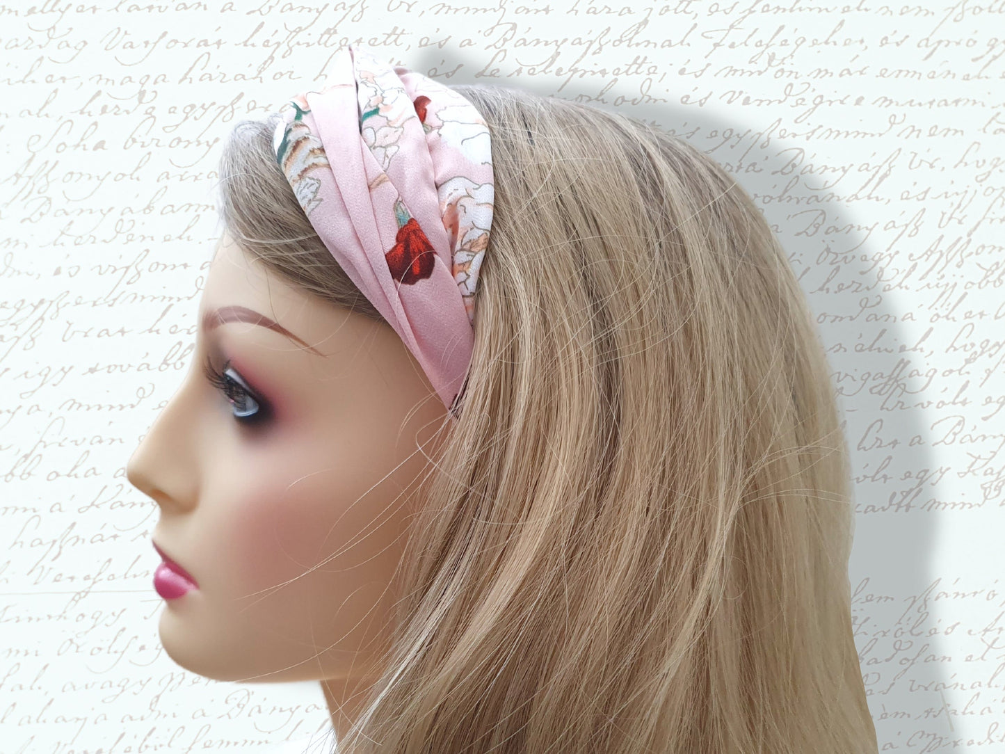 Vintage Style Floral Twist Knot Hairband - Pink