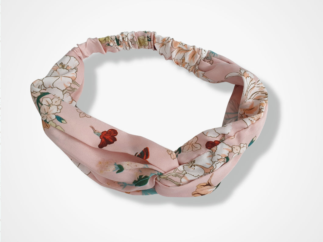 Vintage Style Floral Twist Knot Hairband - Pink