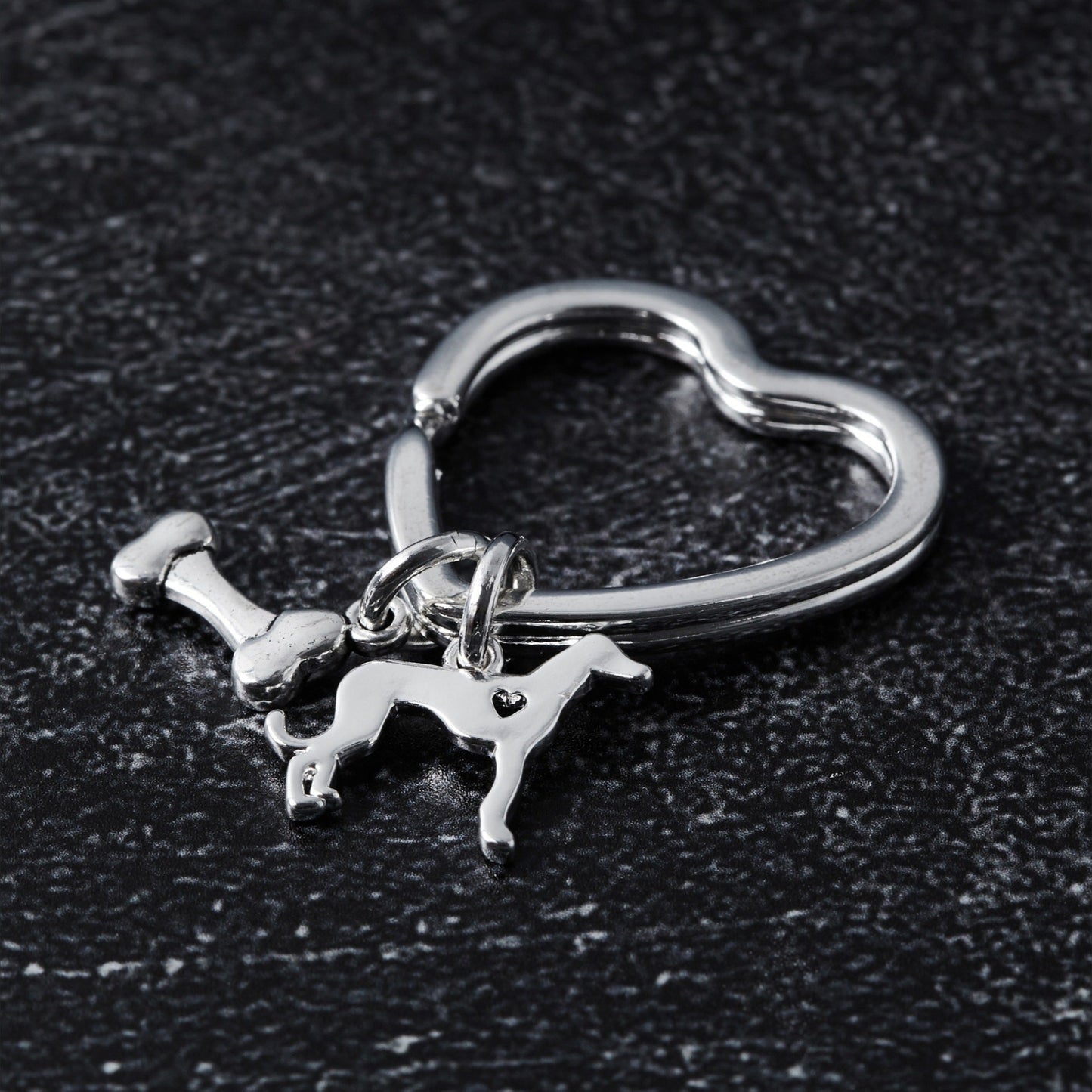Whippet Greyhound Keyring - Silver